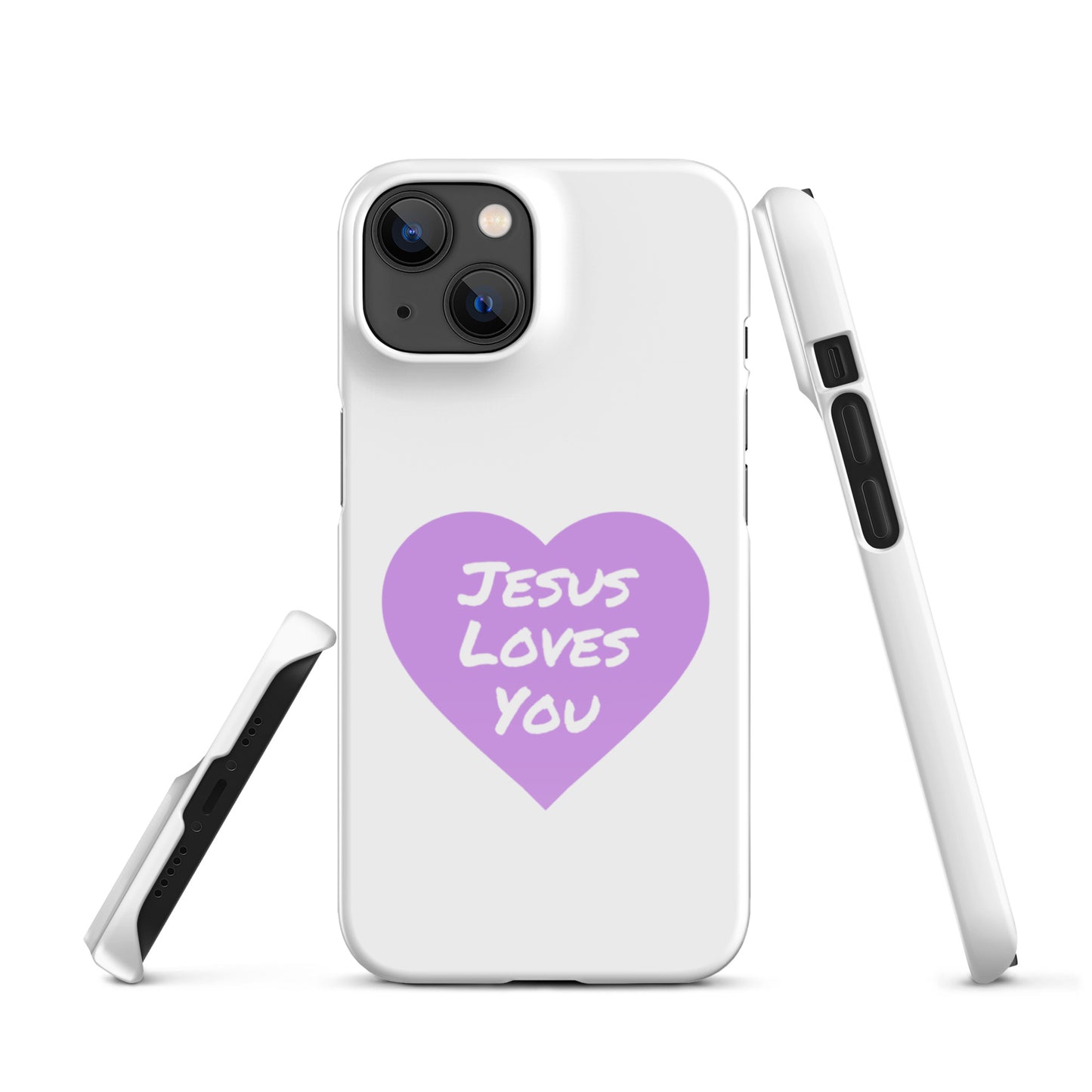 Jesus Loves You Snap iPhone® 11 -15 Case (Purple Heart)