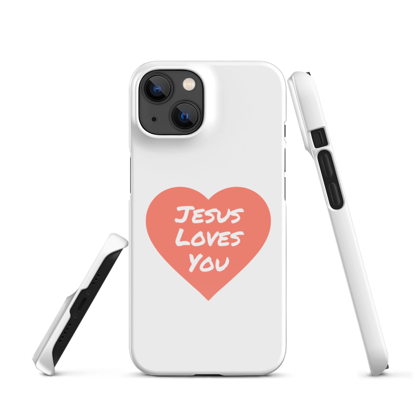 Jesus Loves You Snap iPhone® 11 - 15 Case (Coral Heart)