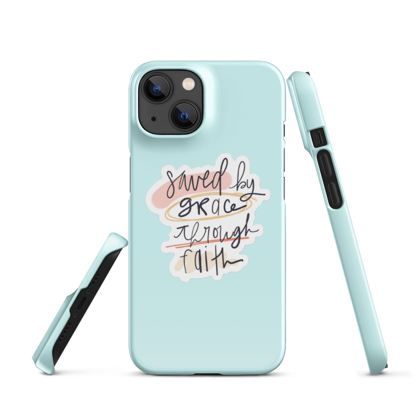 Saved By Grace Snap iPhone® 11 - 15 Case (Light Cyan)