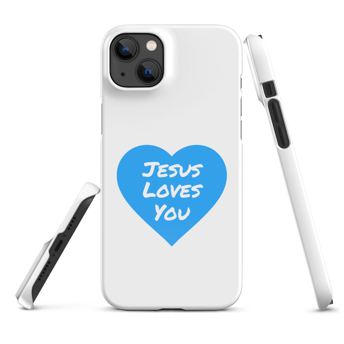 Jesus Loves You Snap iPhone®  11 - 15 Case (Blue Heart)