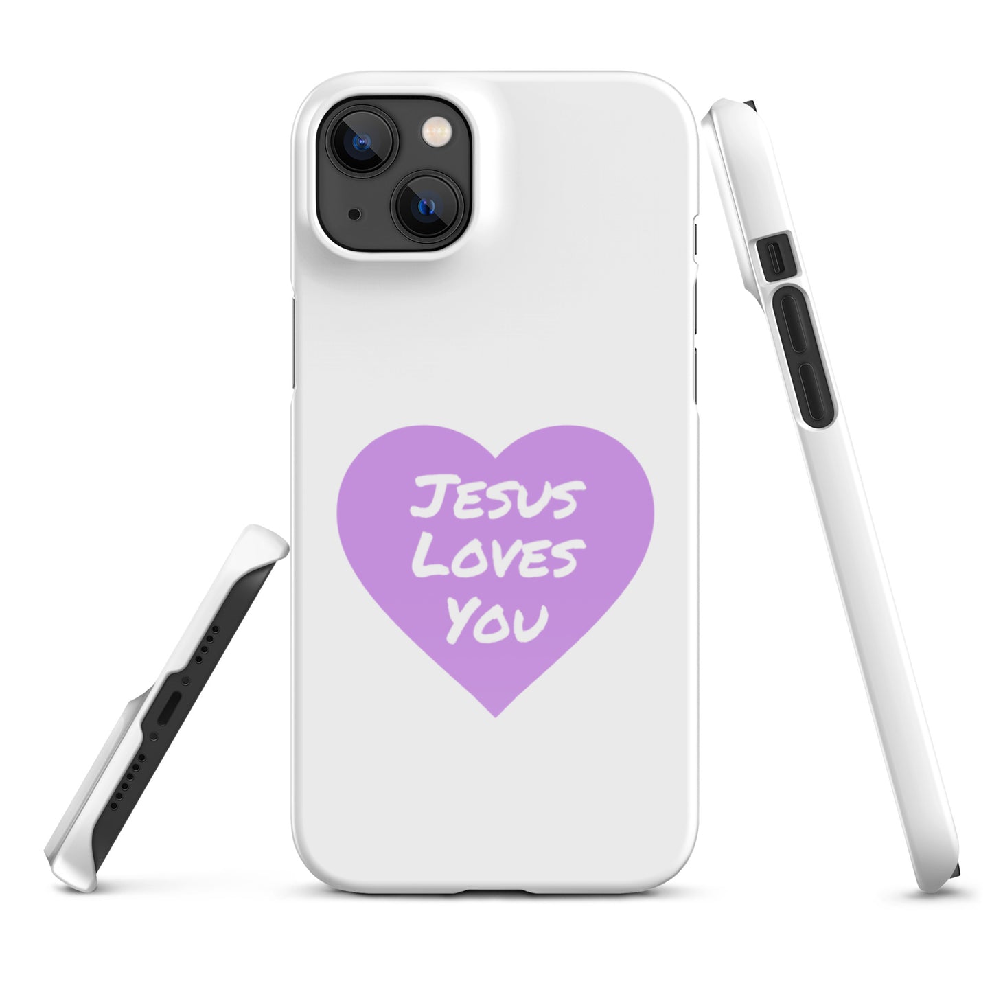 Jesus Loves You Snap iPhone® 11 -15 Case (Purple Heart)