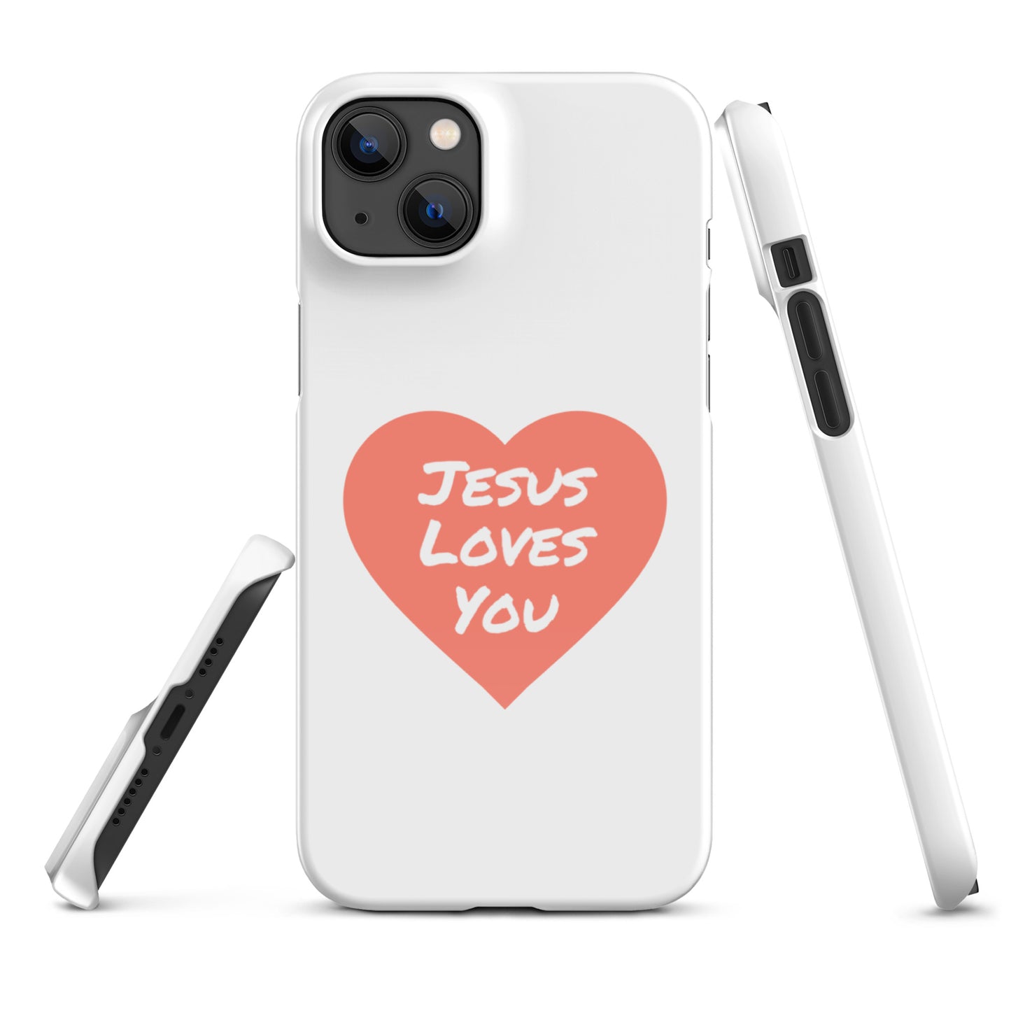 Jesus Loves You Snap iPhone® 11 - 15 Case (Coral Heart)