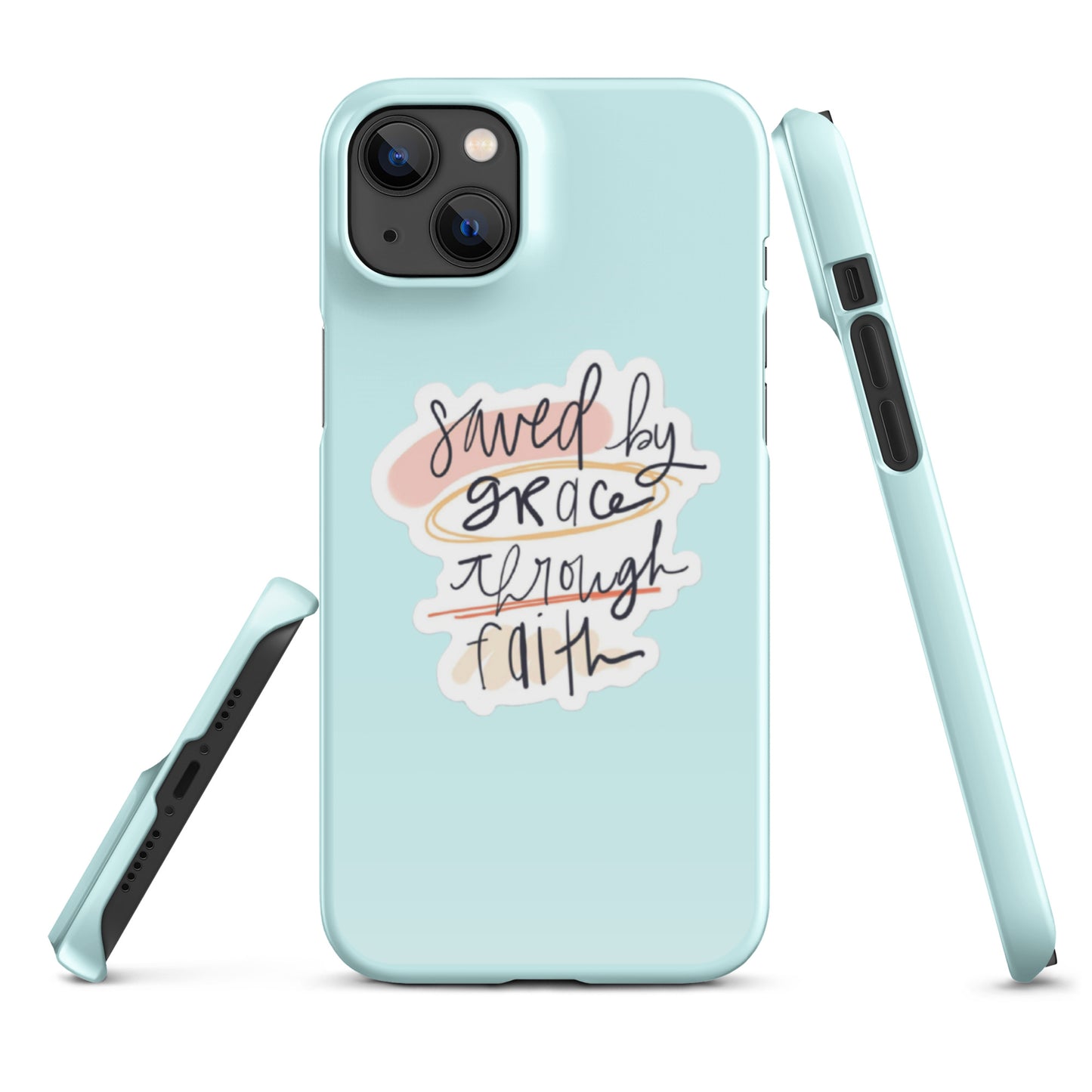 Saved By Grace Snap iPhone® 11 - 15 Case (Light Cyan)