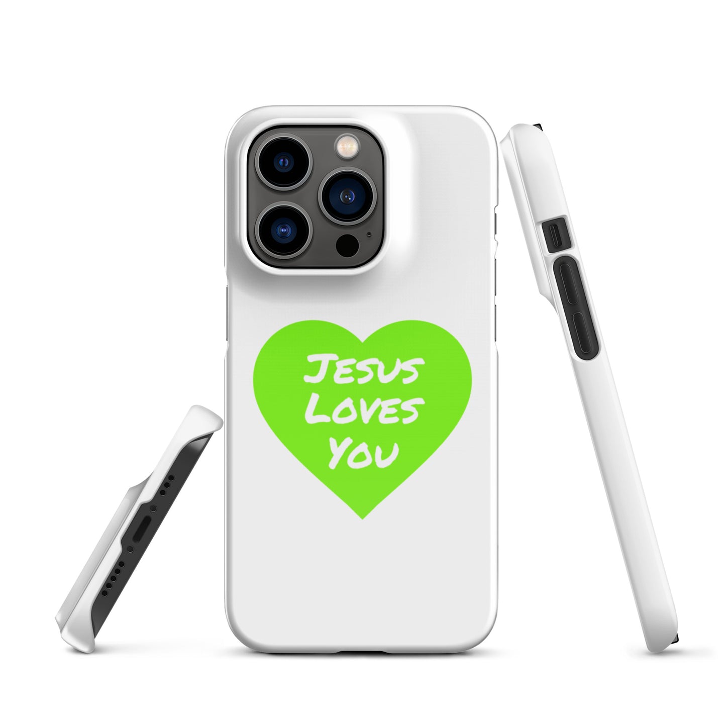 Jesus Loves You Snap iPhone® 11 - 15 Case (Green Heart)