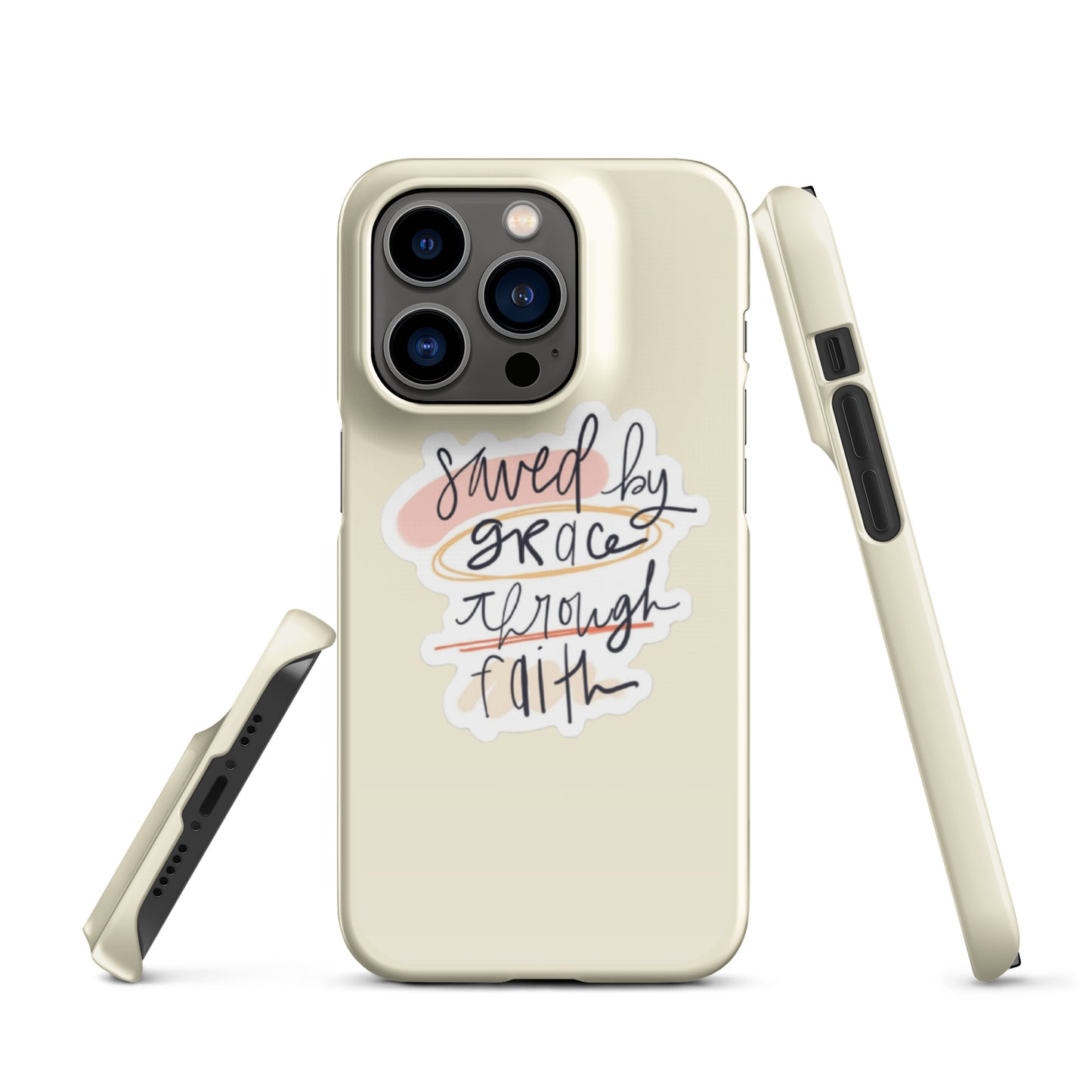 Saved By Grace Snap iPhone® 11 - 15 Case (Apricot White)