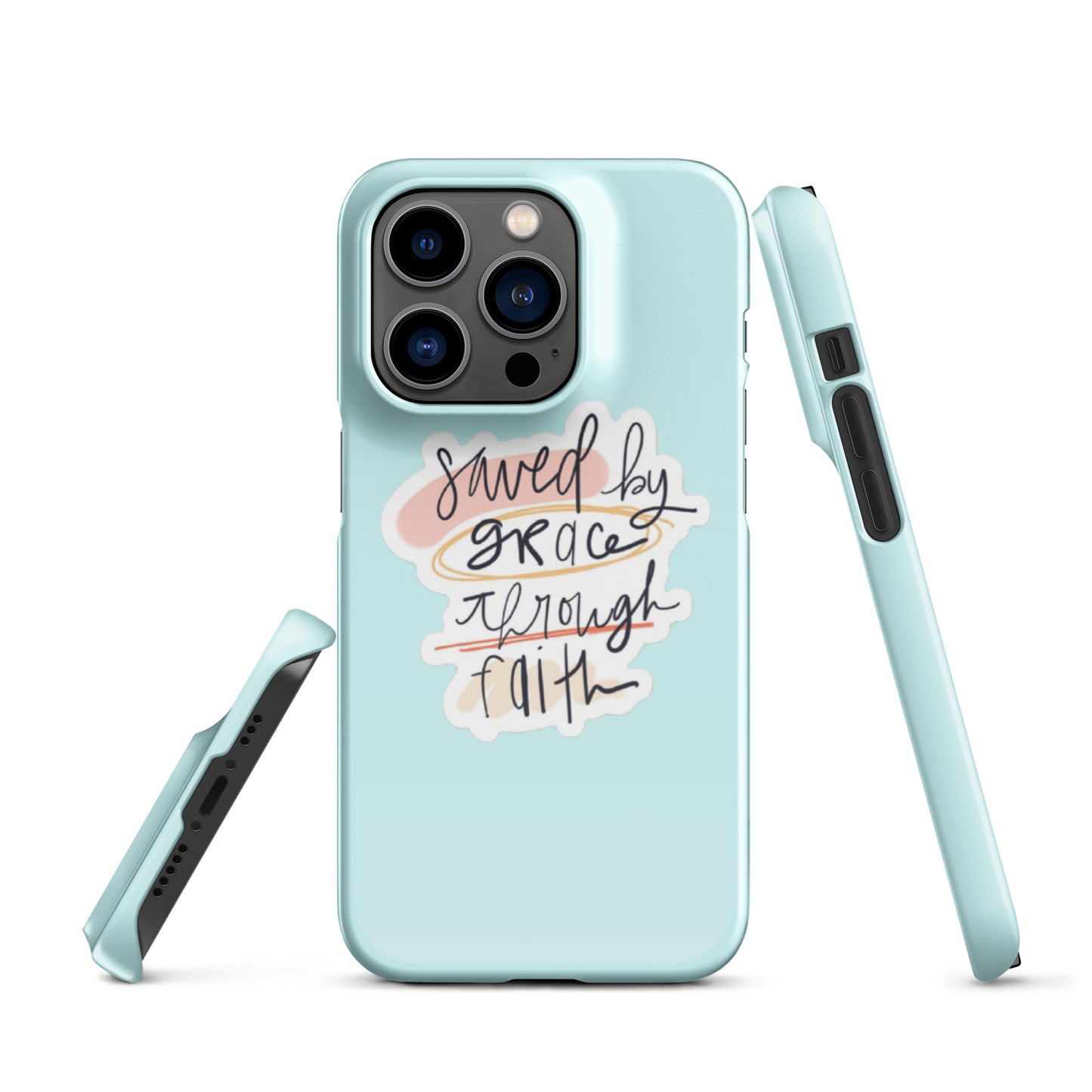 Saved By Grace Snap iPhone® 11 - 15 Case (Light Cyan)