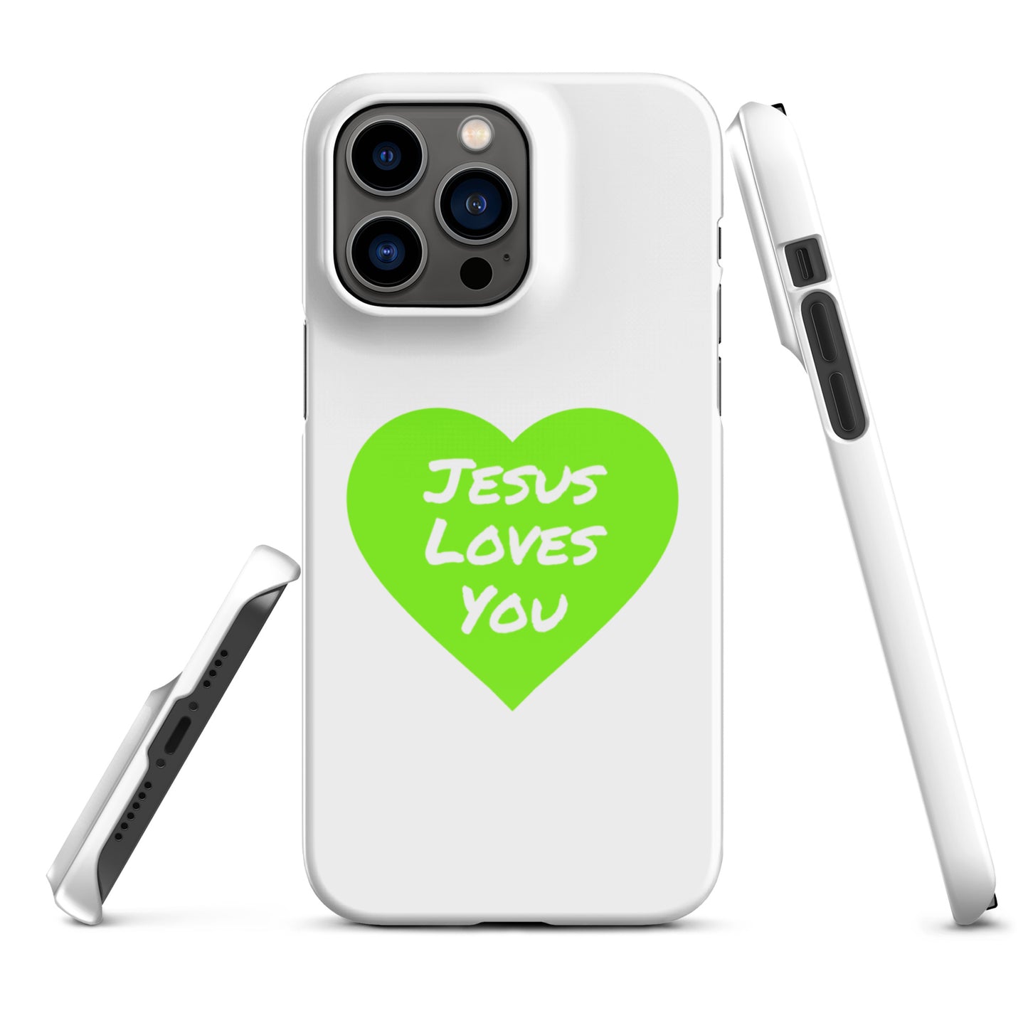 Jesus Loves You Snap iPhone® 11 - 15 Case (Green Heart)