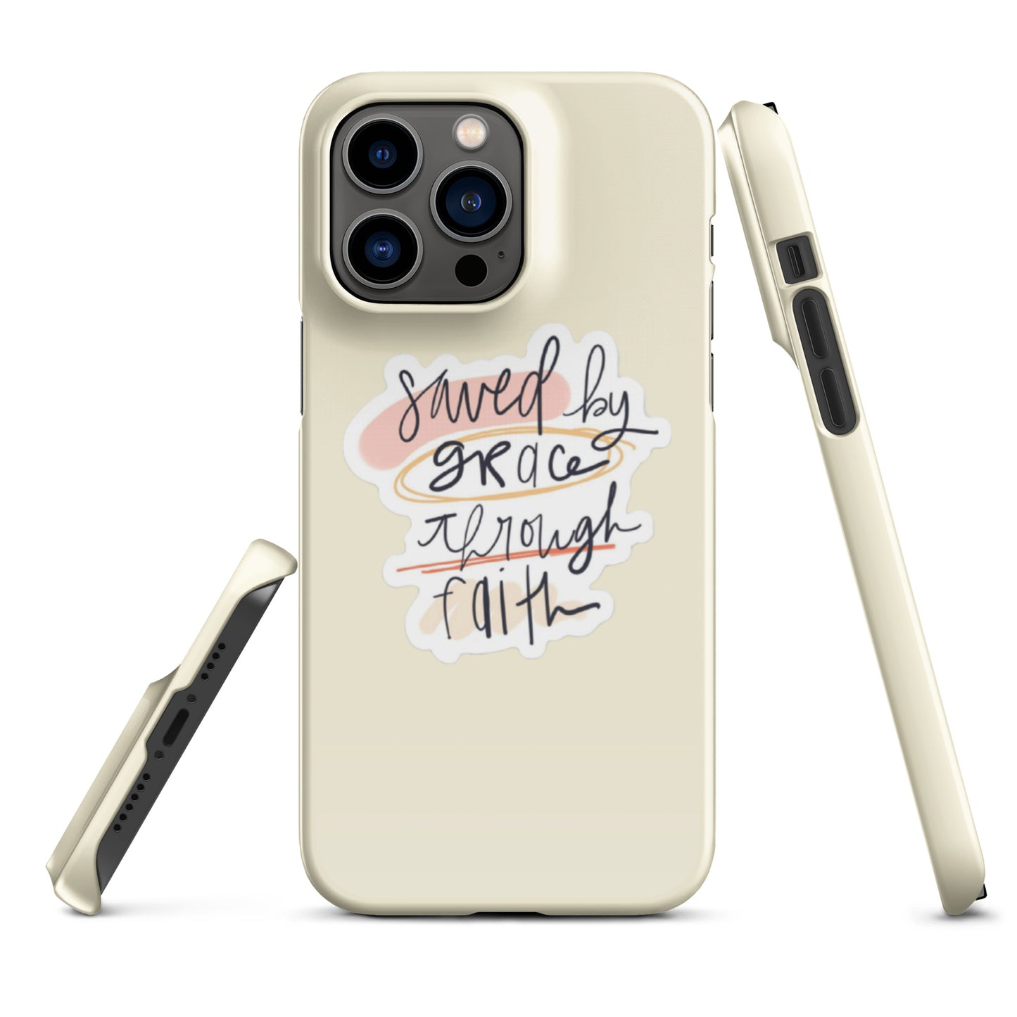 Saved By Grace Snap iPhone® 11 - 15 Case (Apricot White)