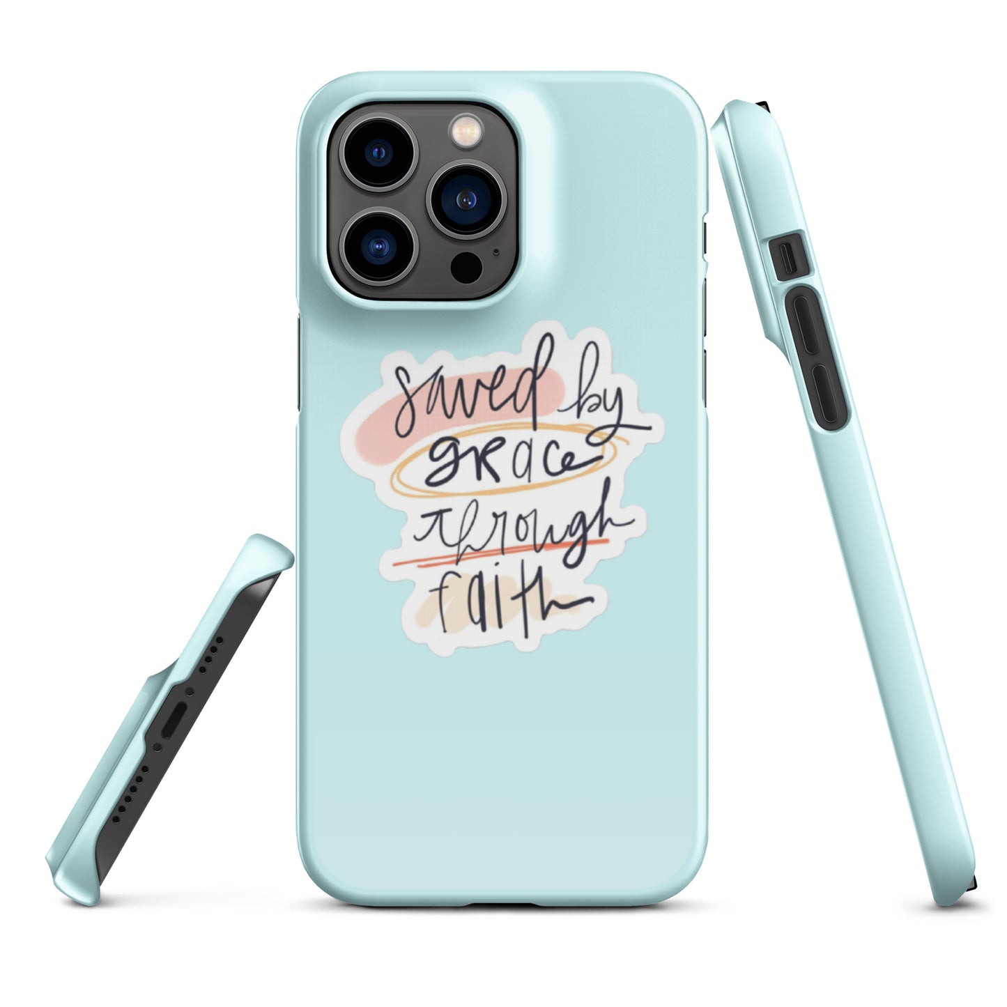 Saved By Grace Snap iPhone® 11 - 15 Case (Light Cyan)