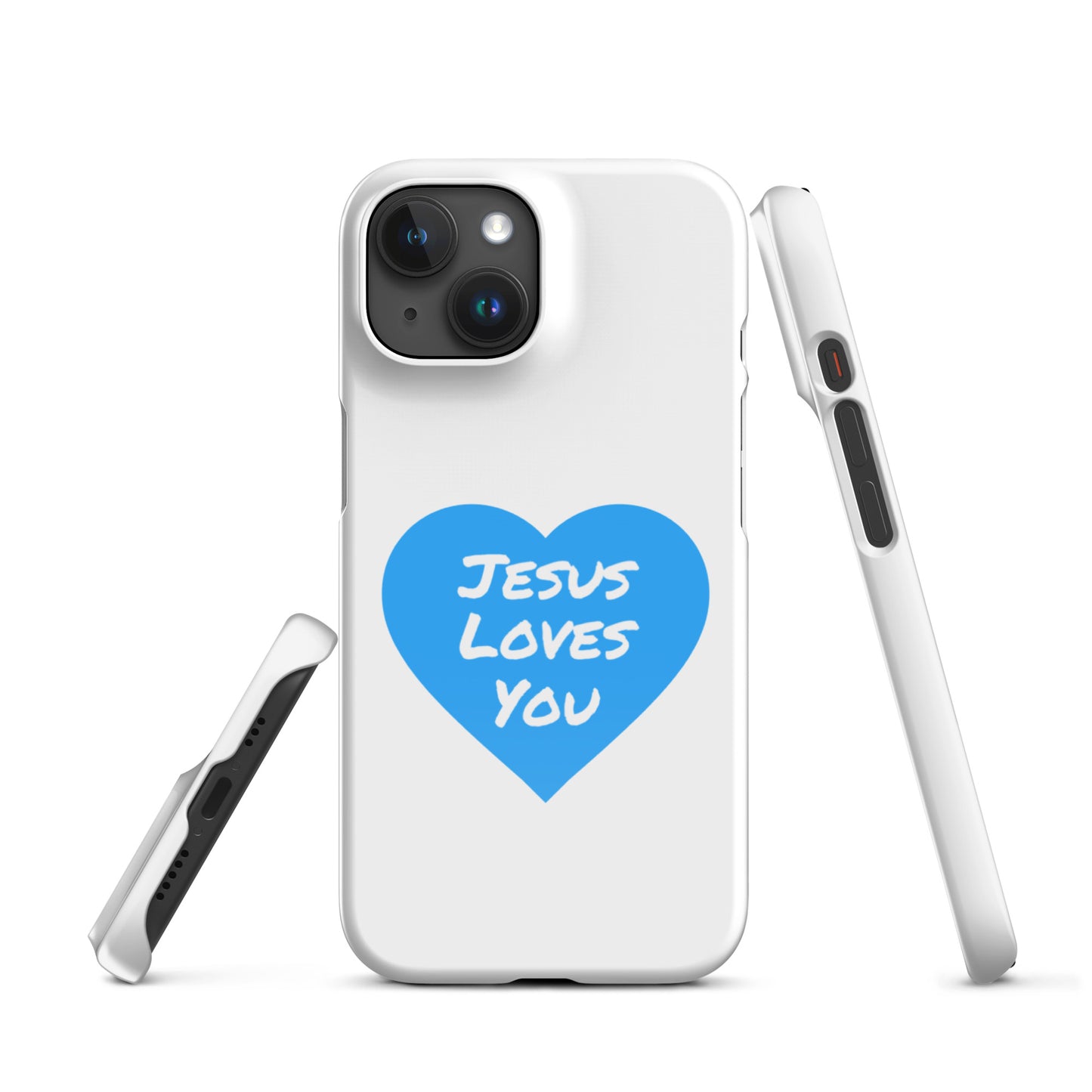 Jesus Loves You Snap iPhone®  11 - 15 Case (Blue Heart)