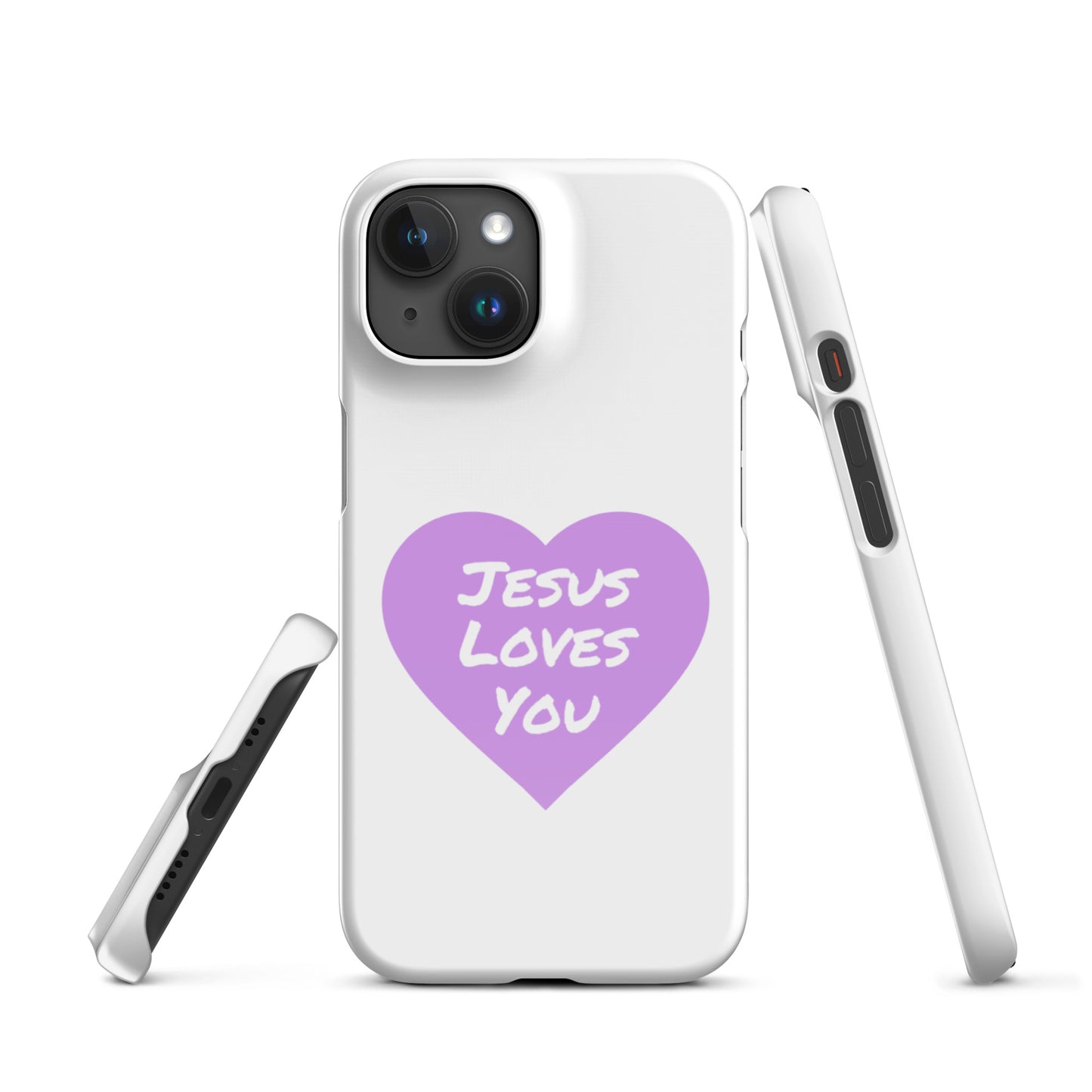 Jesus Loves You Snap iPhone® 11 -15 Case (Purple Heart)