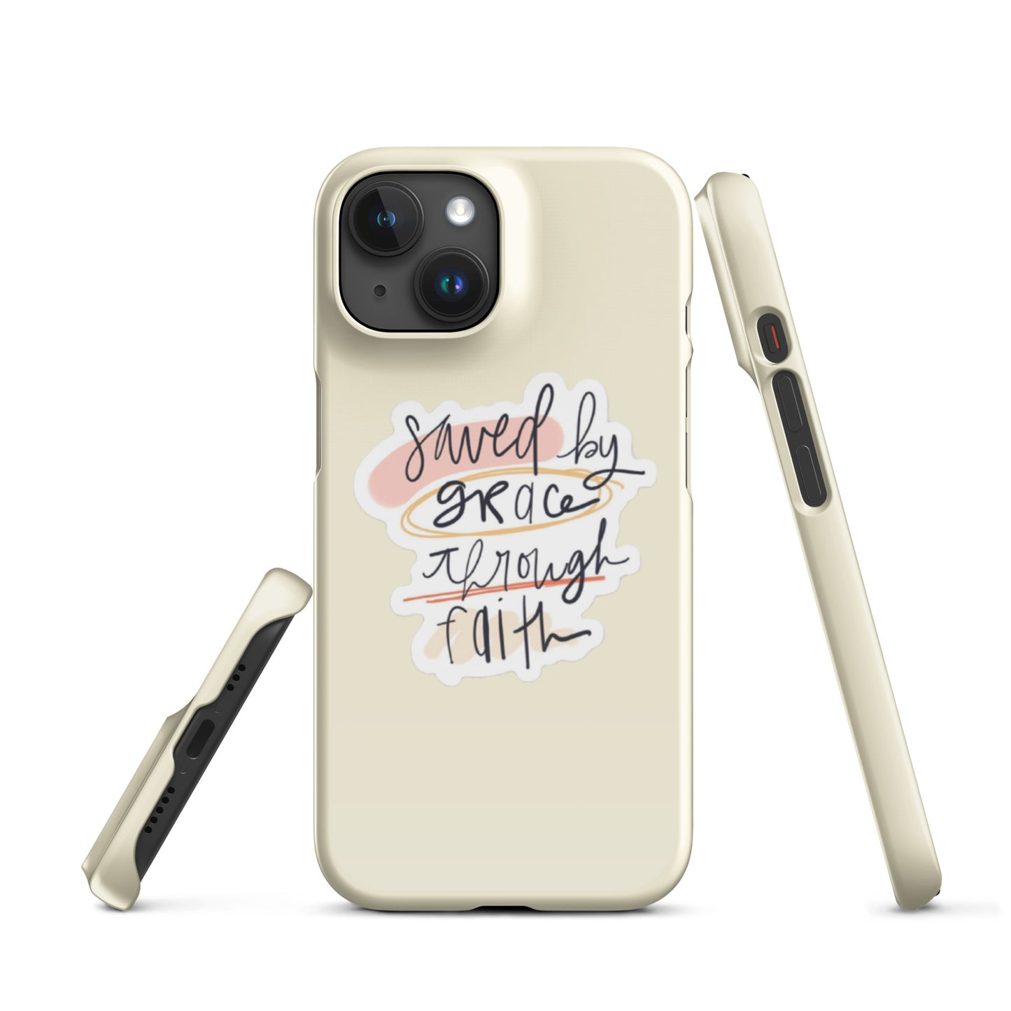 Saved By Grace Snap iPhone® 11 - 15 Case (Apricot White)