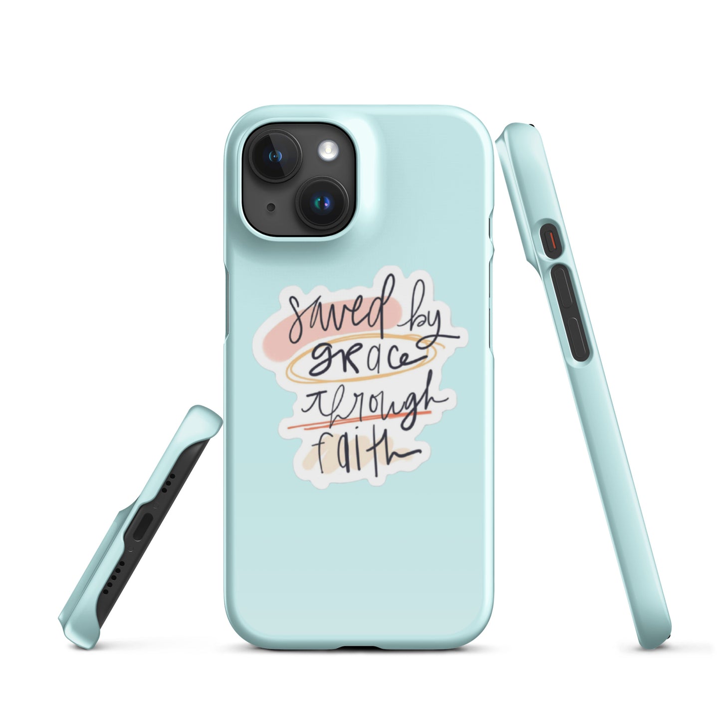 Saved By Grace Snap iPhone® 11 - 15 Case (Light Cyan)