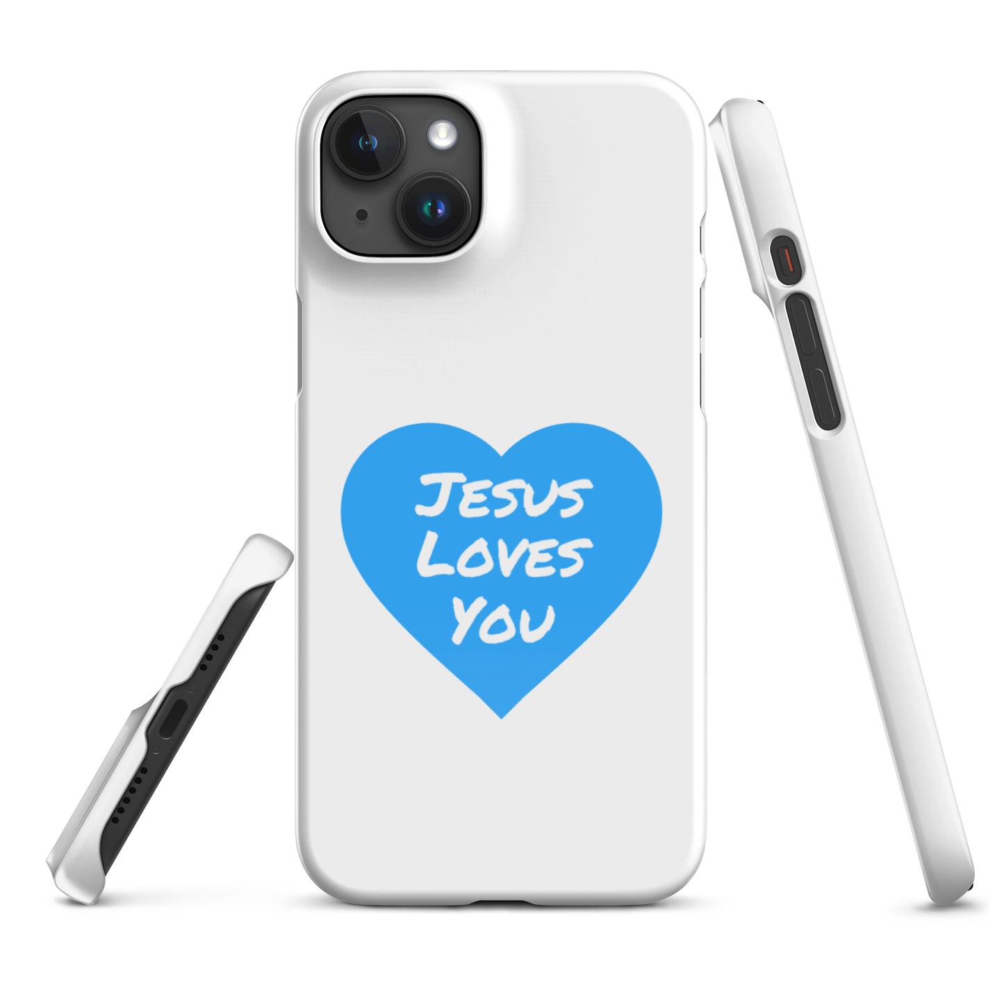 Jesus Loves You Snap iPhone®  11 - 15 Case (Blue Heart)