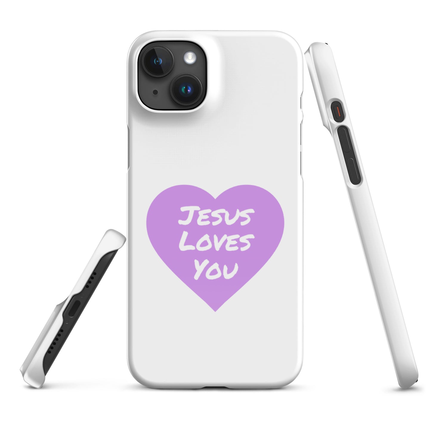 Jesus Loves You Snap iPhone® 11 -15 Case (Purple Heart)