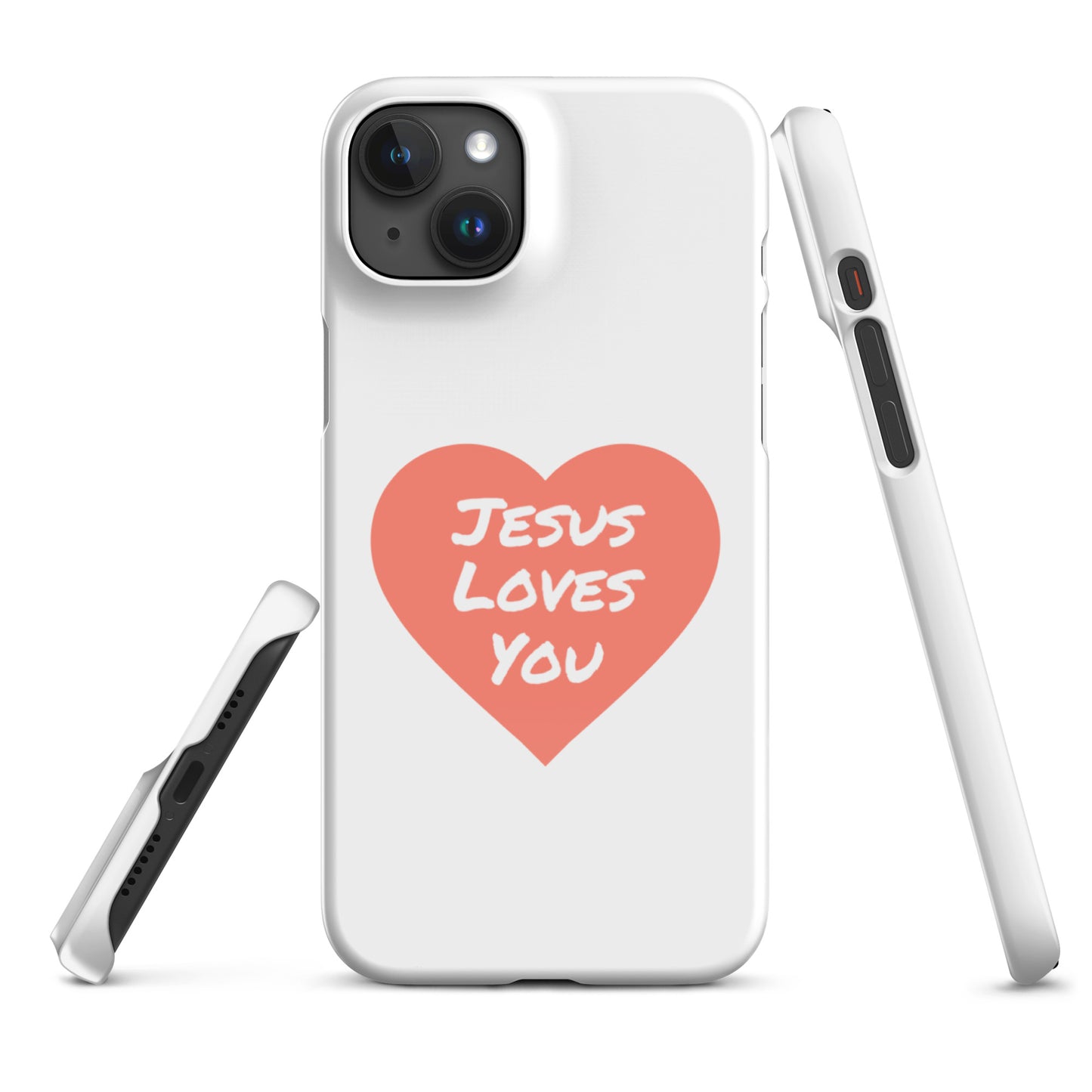 Jesus Loves You Snap iPhone® 11 - 15 Case (Coral Heart)