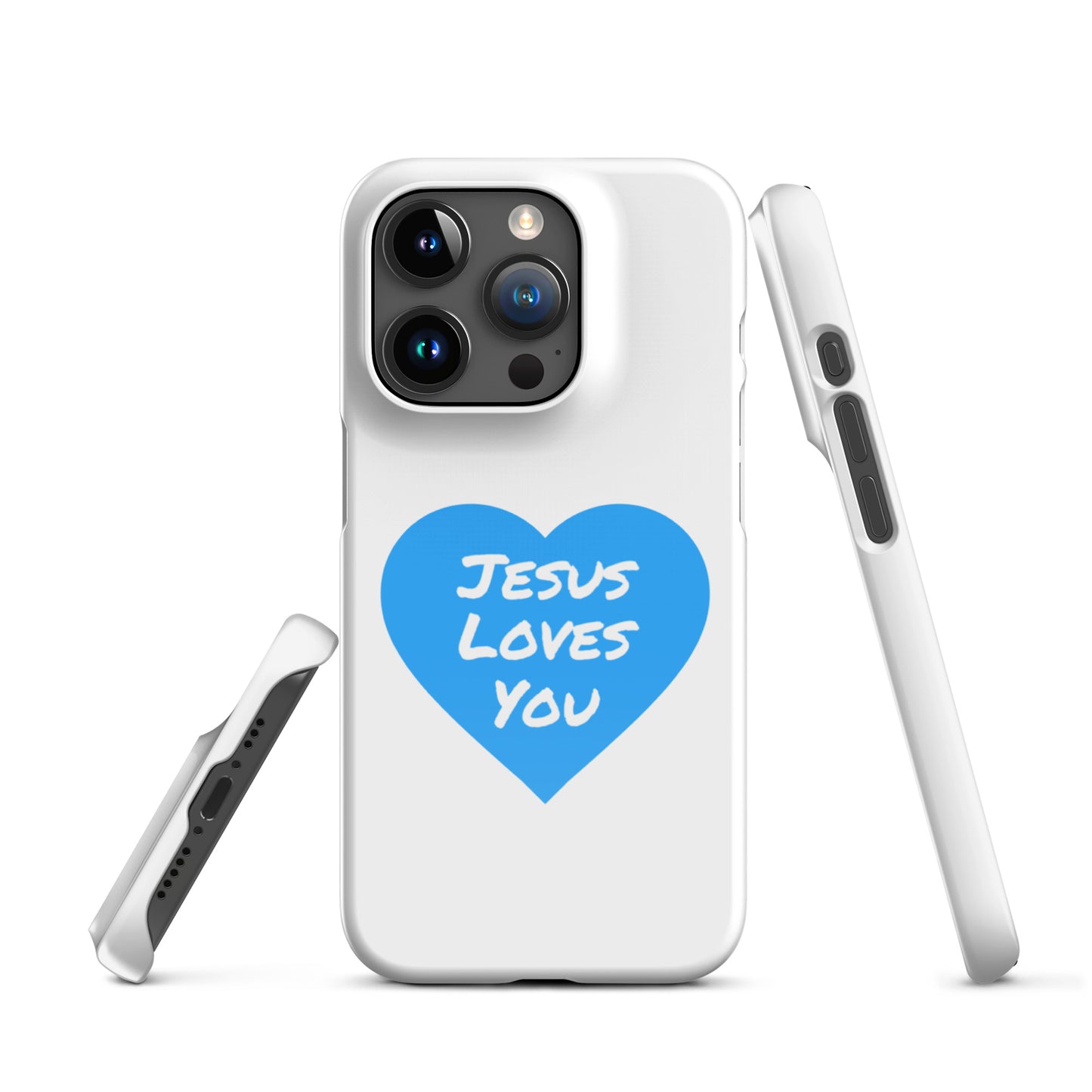 Jesus Loves You Snap iPhone®  11 - 15 Case (Blue Heart)