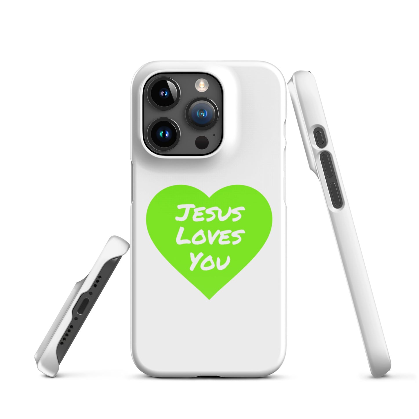 Jesus Loves You Snap iPhone® 11 - 15 Case (Green Heart)