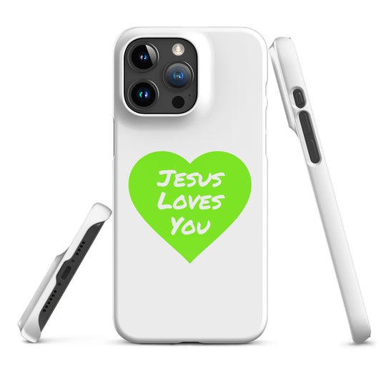 Jesus Loves You Snap iPhone® 11 - 15 Case (Green Heart)