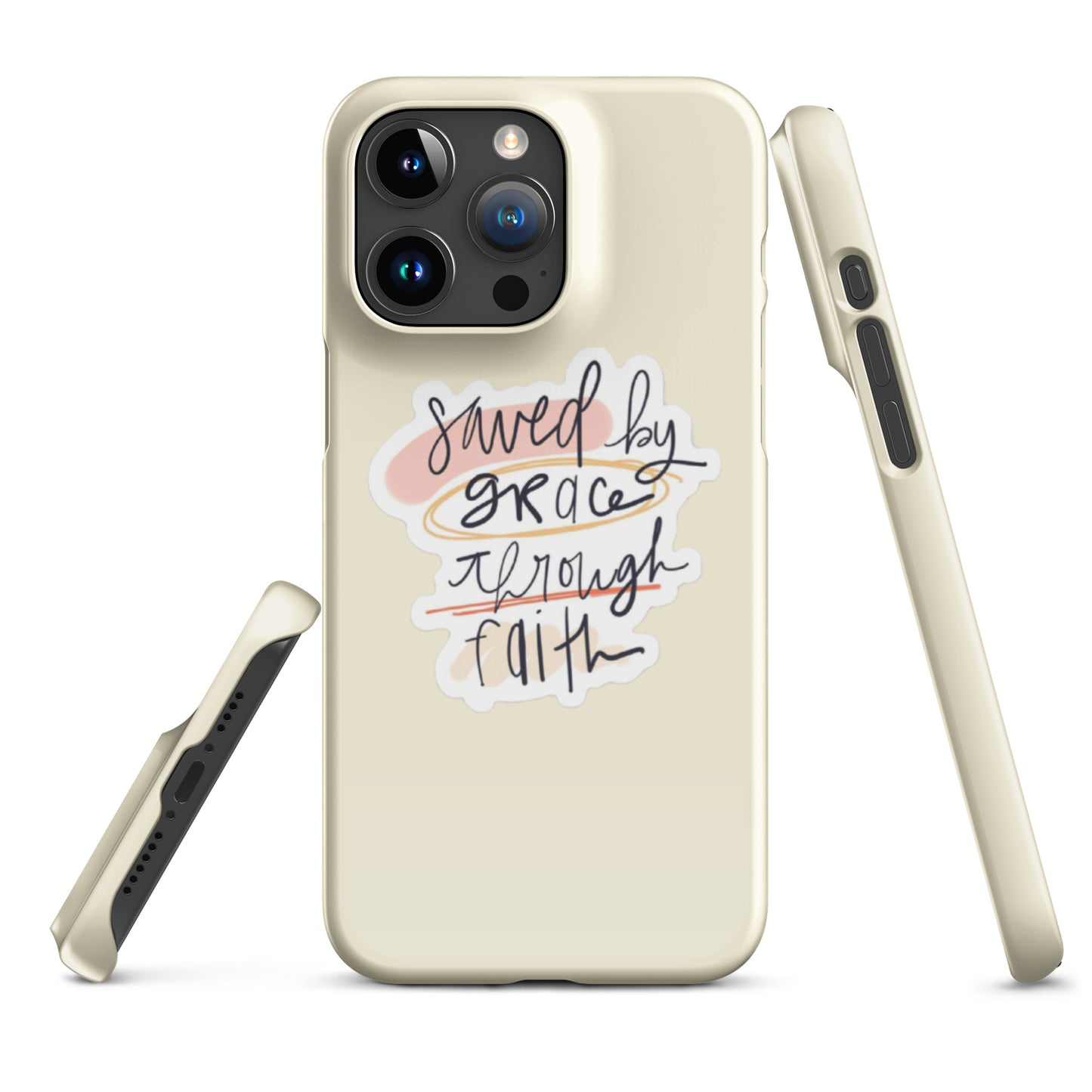 Saved By Grace Snap iPhone® 11 - 15 Case (Apricot White)