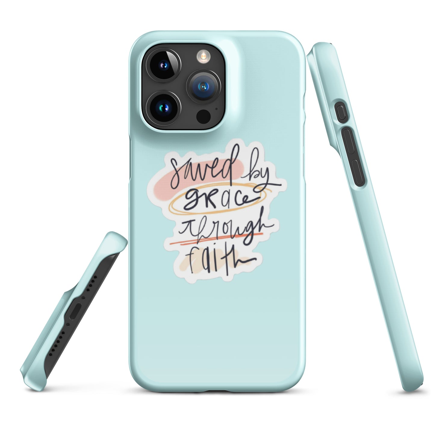 Saved By Grace Snap iPhone® 11 - 15 Case (Light Cyan)