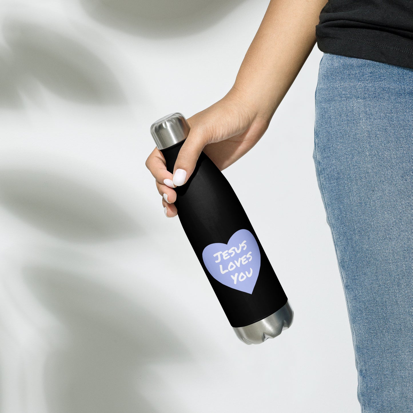 Jesus Loves You Stainless Steel Water Bottle (Lavender Heart)