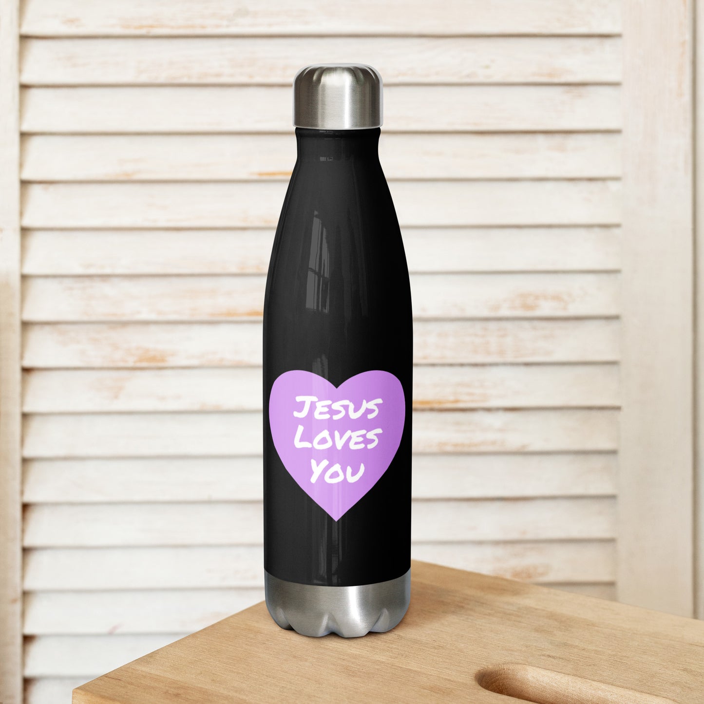 Jesus Loves You Stainless Steel Water Bottle (Purple Heart)