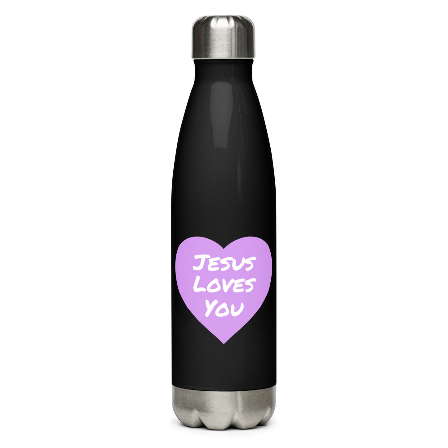 Jesus Loves You Stainless Steel Water Bottle (Purple Heart)