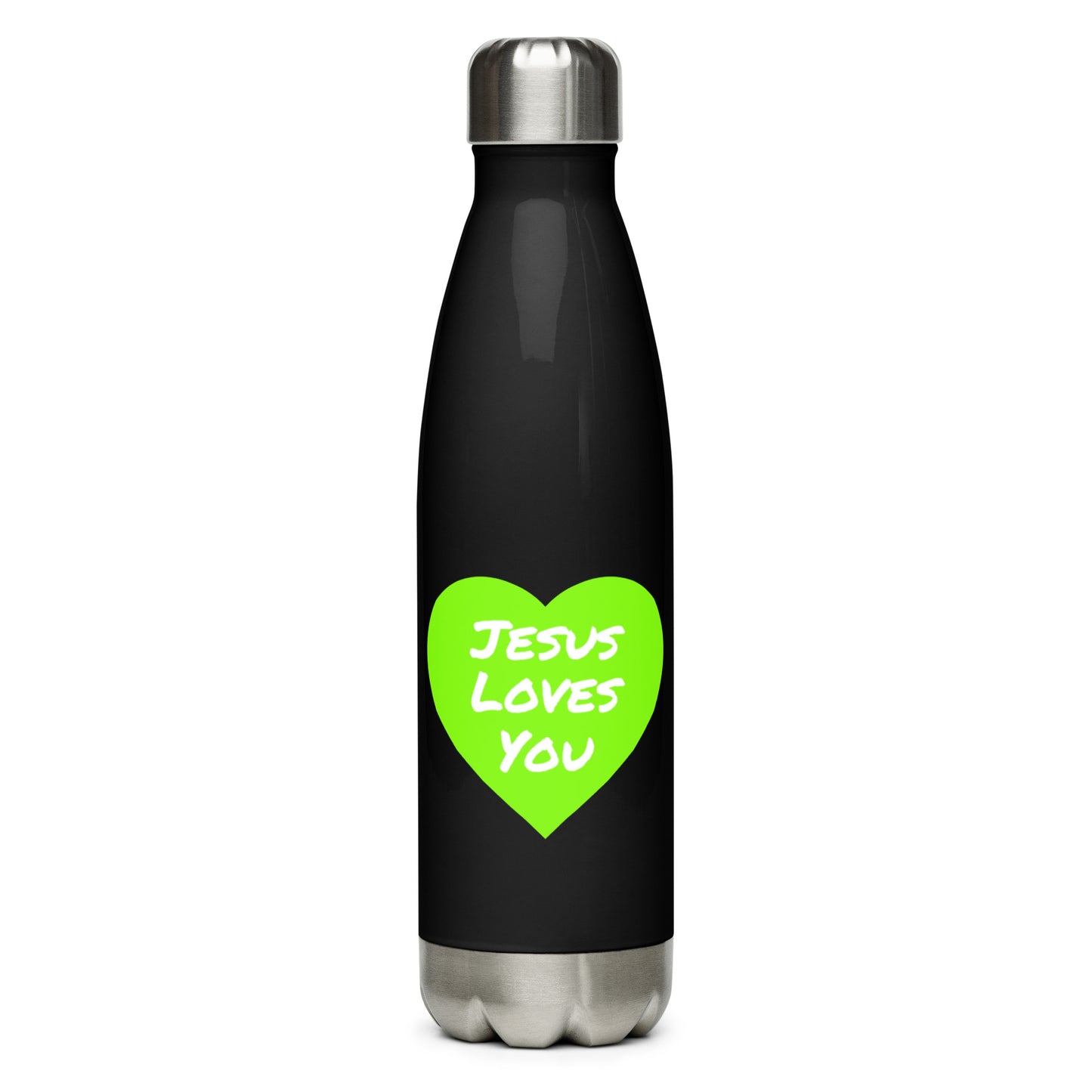 Jesus Loves You Stainless Steel Water Bottle (Green)