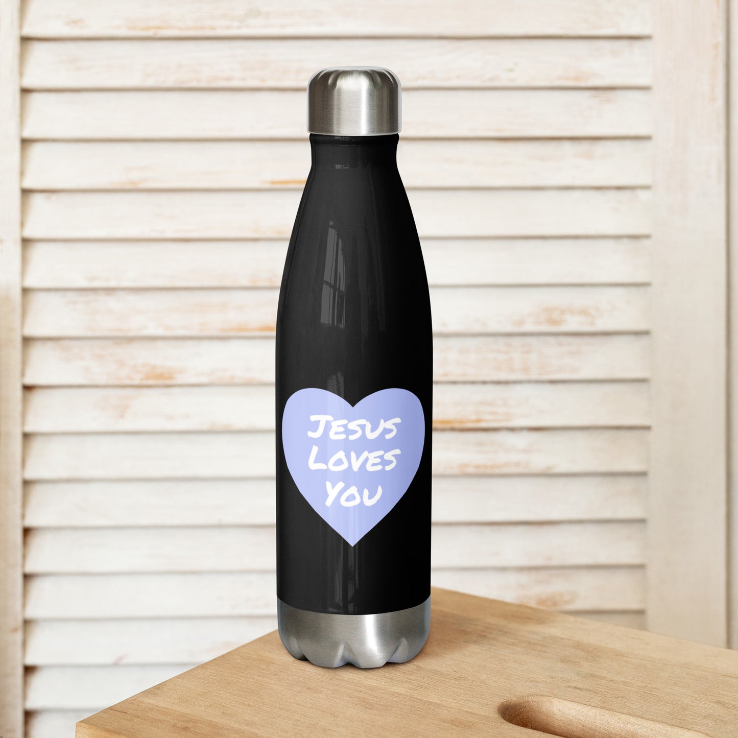 Jesus Loves You Stainless Steel Water Bottle (Lavender Heart)