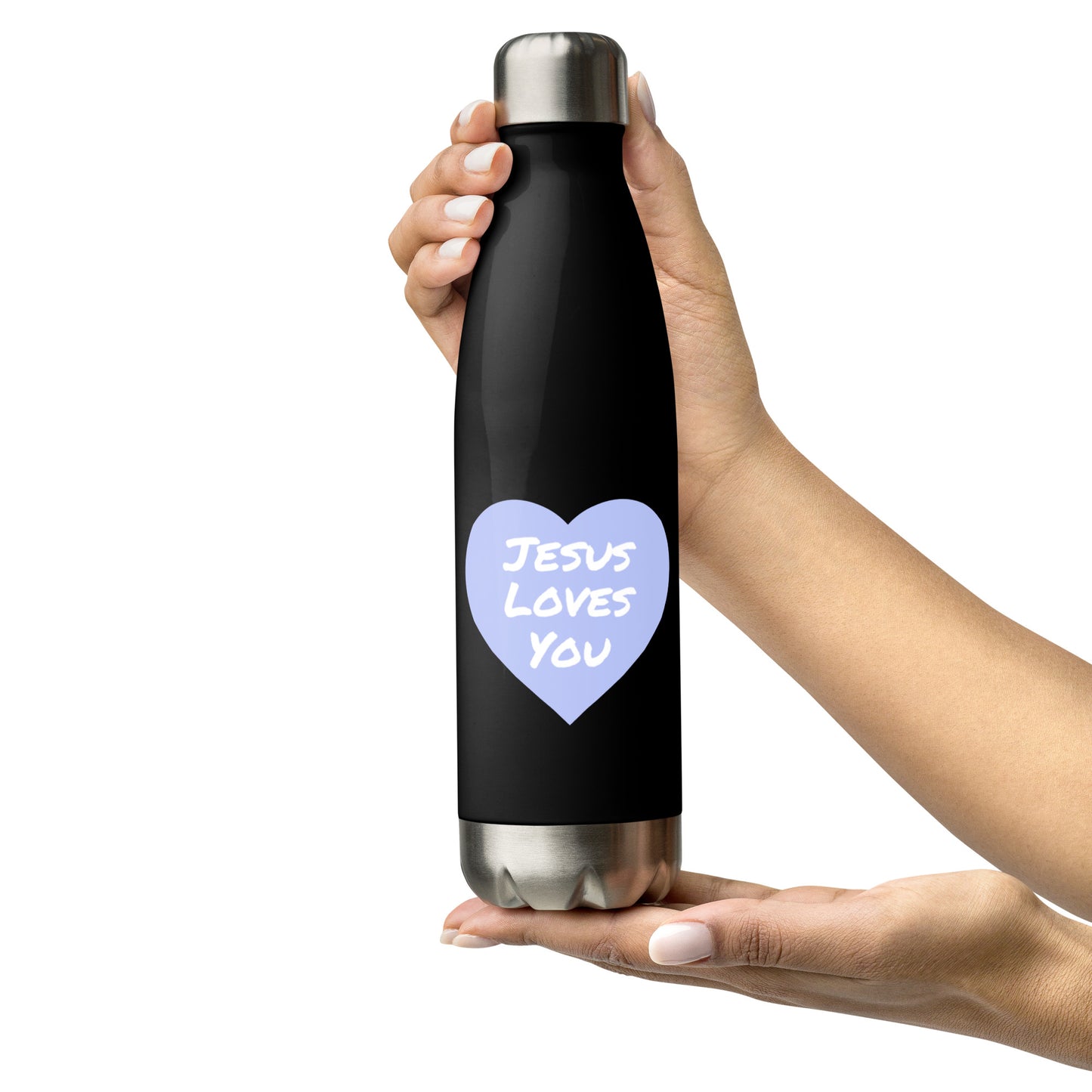 Jesus Loves You Stainless Steel Water Bottle (Lavender Heart)