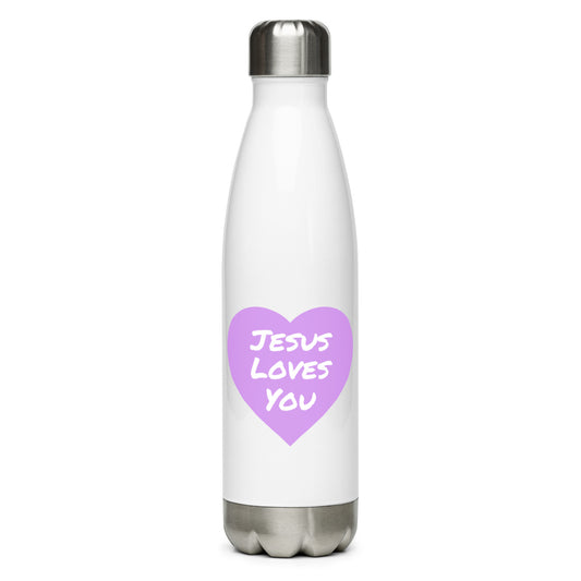 Jesus Loves You Stainless Steel Water Bottle (Purple Heart)