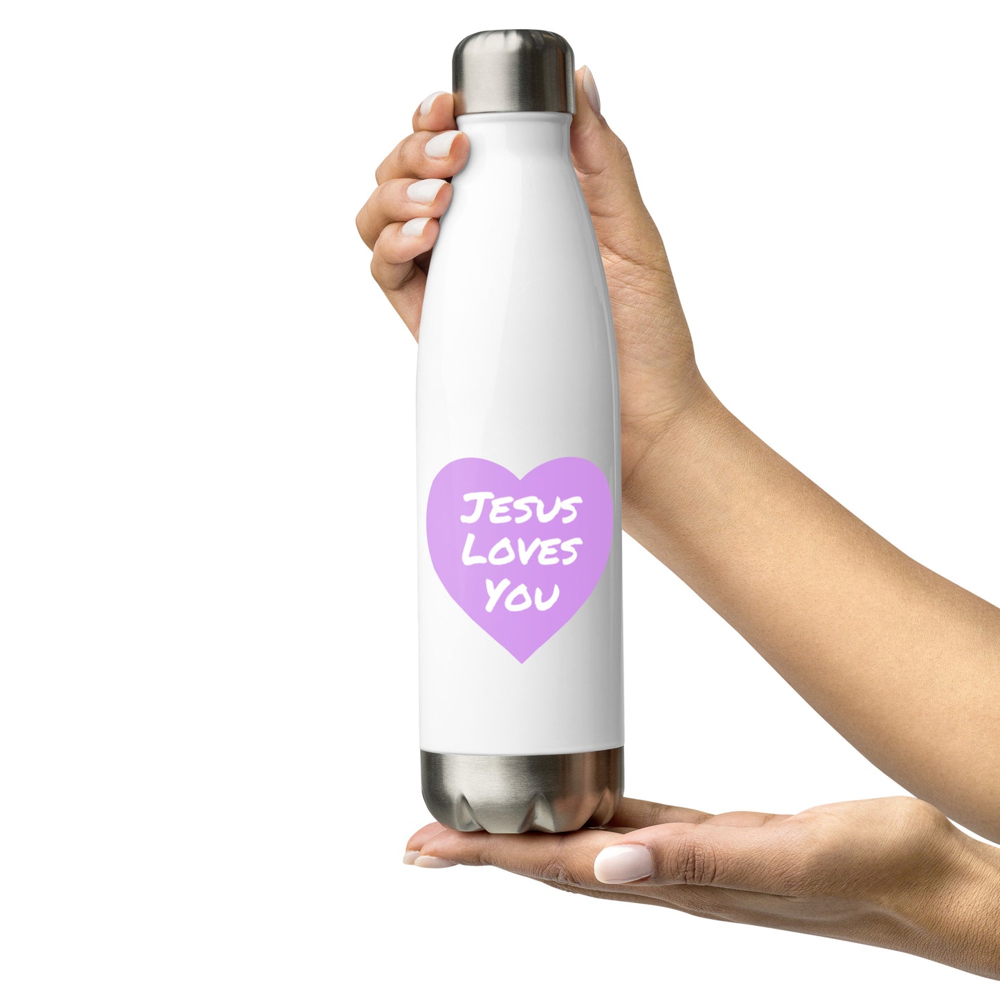 Jesus Loves You Stainless Steel Water Bottle (Purple Heart)