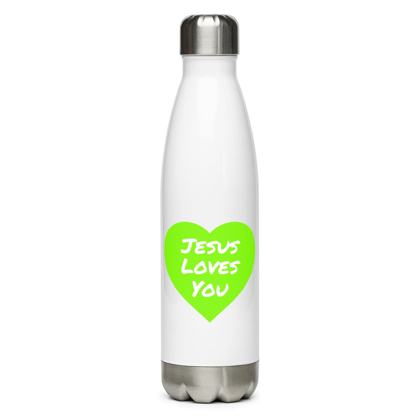 Jesus Loves You Stainless Steel Water Bottle (Green)