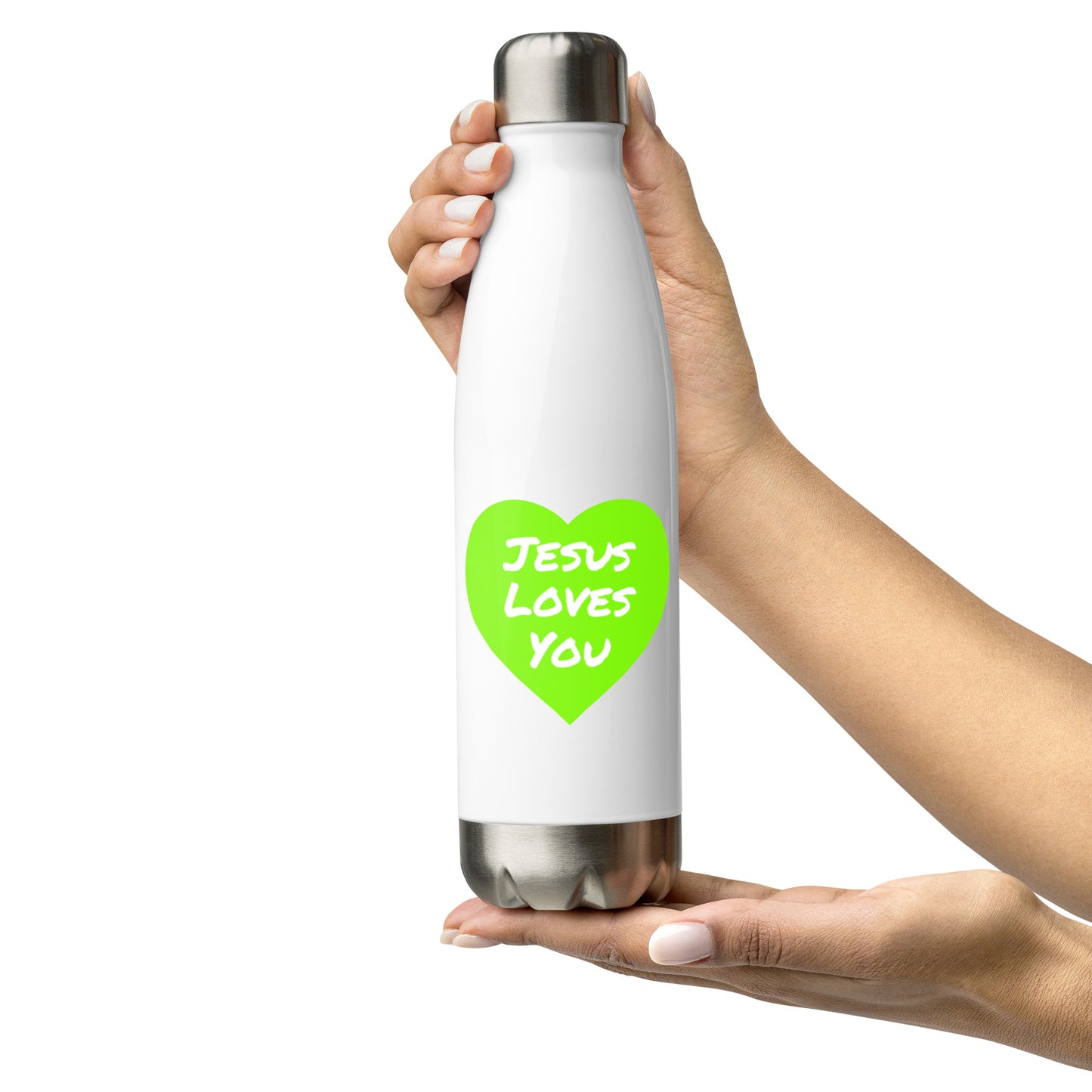 Jesus Loves You Stainless Steel Water Bottle (Green)