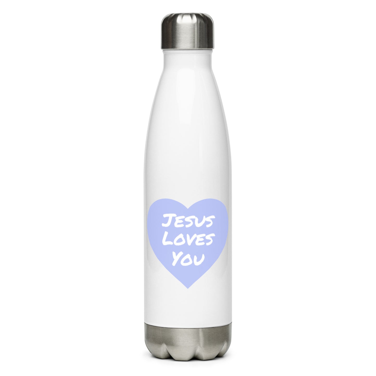 Jesus Loves You Stainless Steel Water Bottle (Lavender Heart)