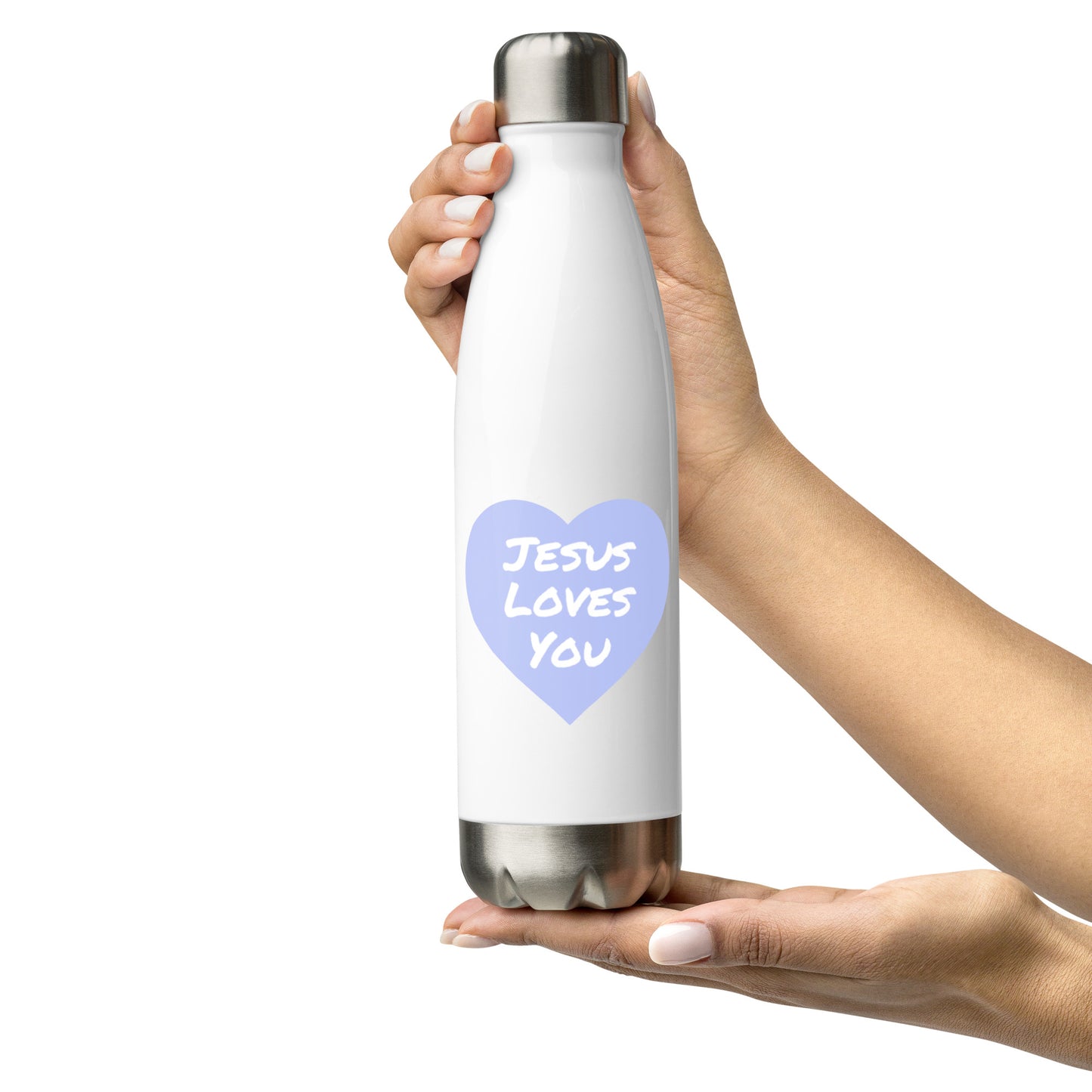 Jesus Loves You Stainless Steel Water Bottle (Lavender Heart)