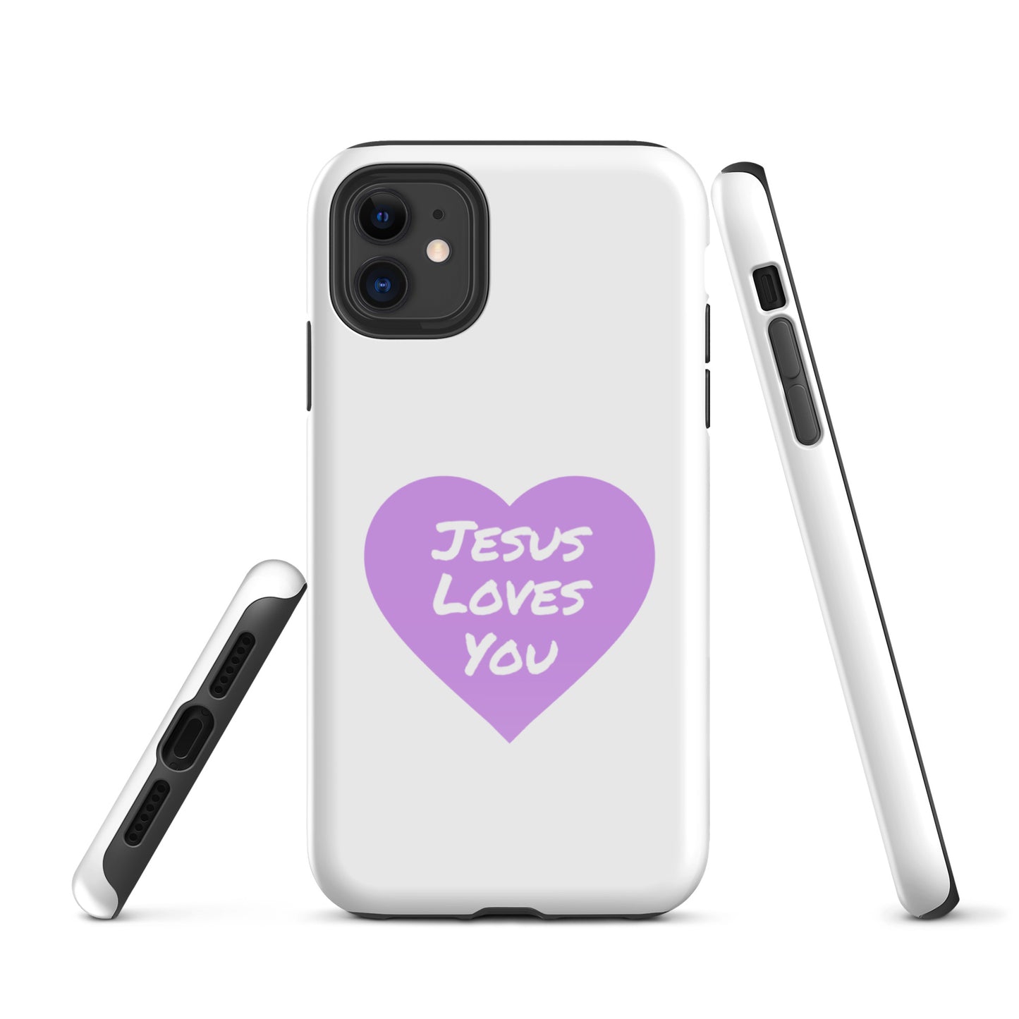 Jesus Loves You iPhone® 11 -15 Case (Purple Heart)