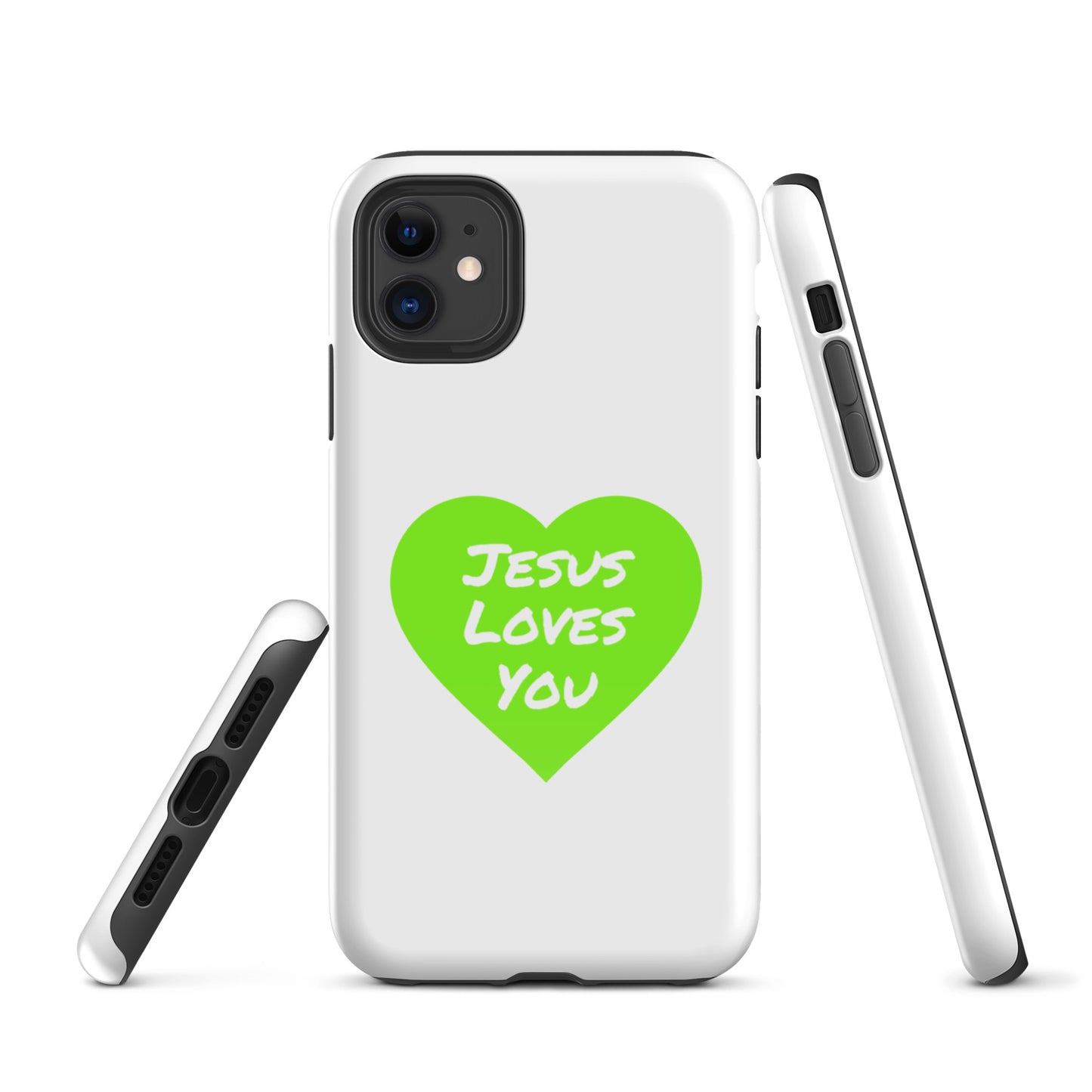 Jesus Loves You iPhone®11 -15 Case (Green Heart)