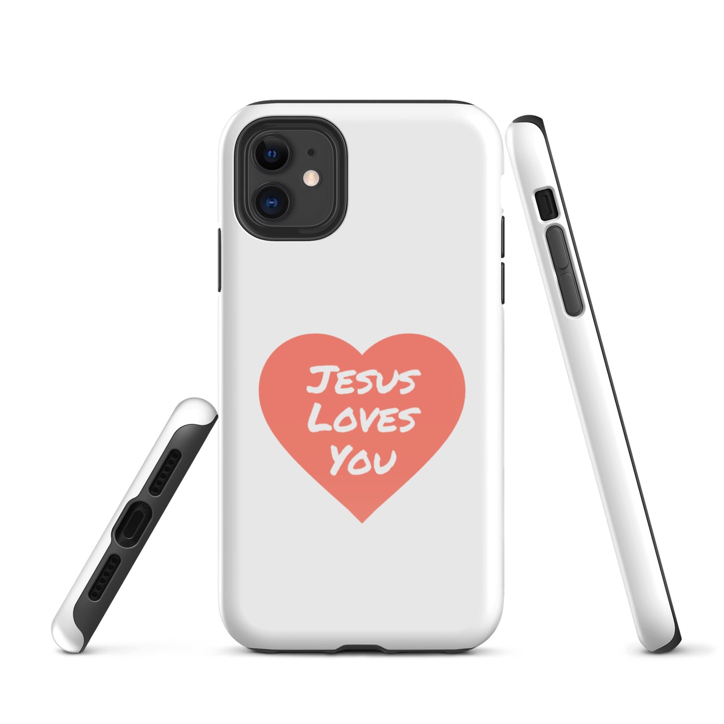 Jesus Loves You iPhone® 11 - 15 Case (Coral Heart)