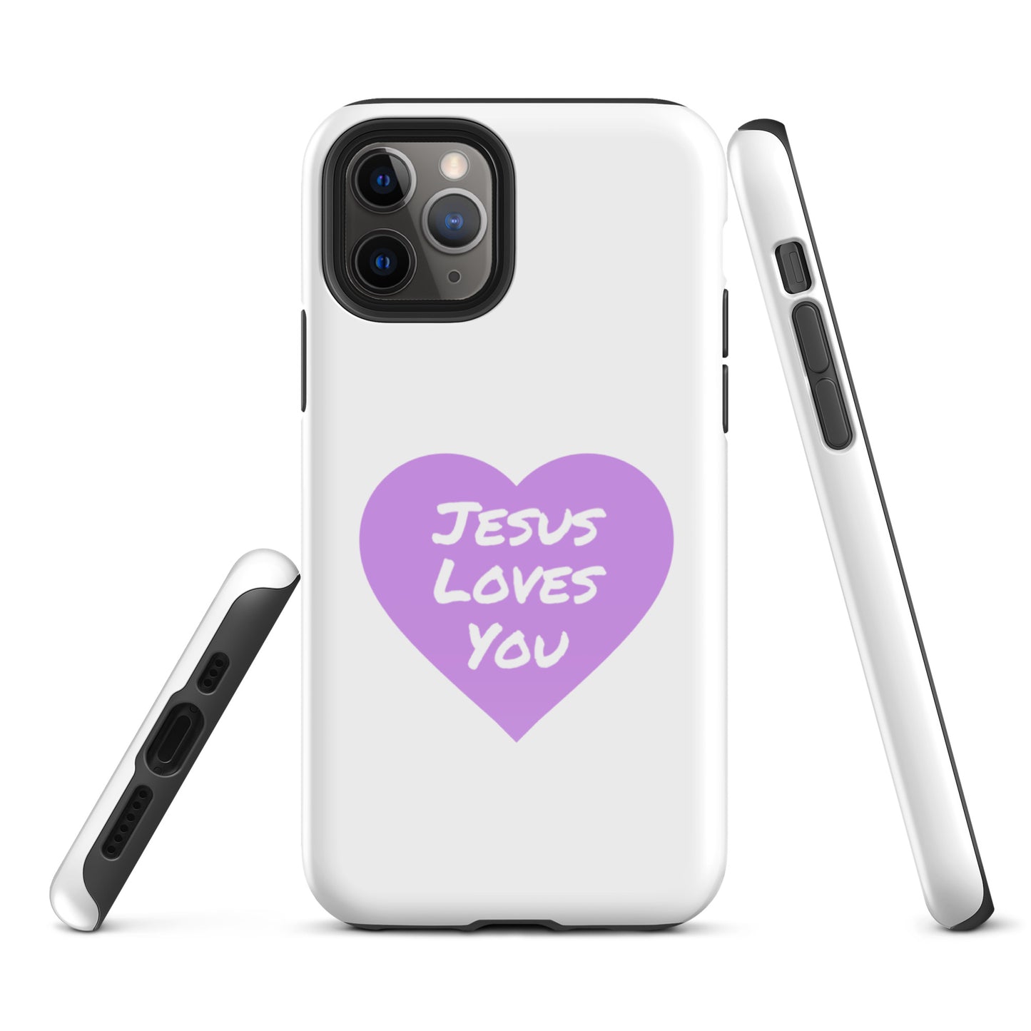 Jesus Loves You iPhone® 11 -15 Case (Purple Heart)