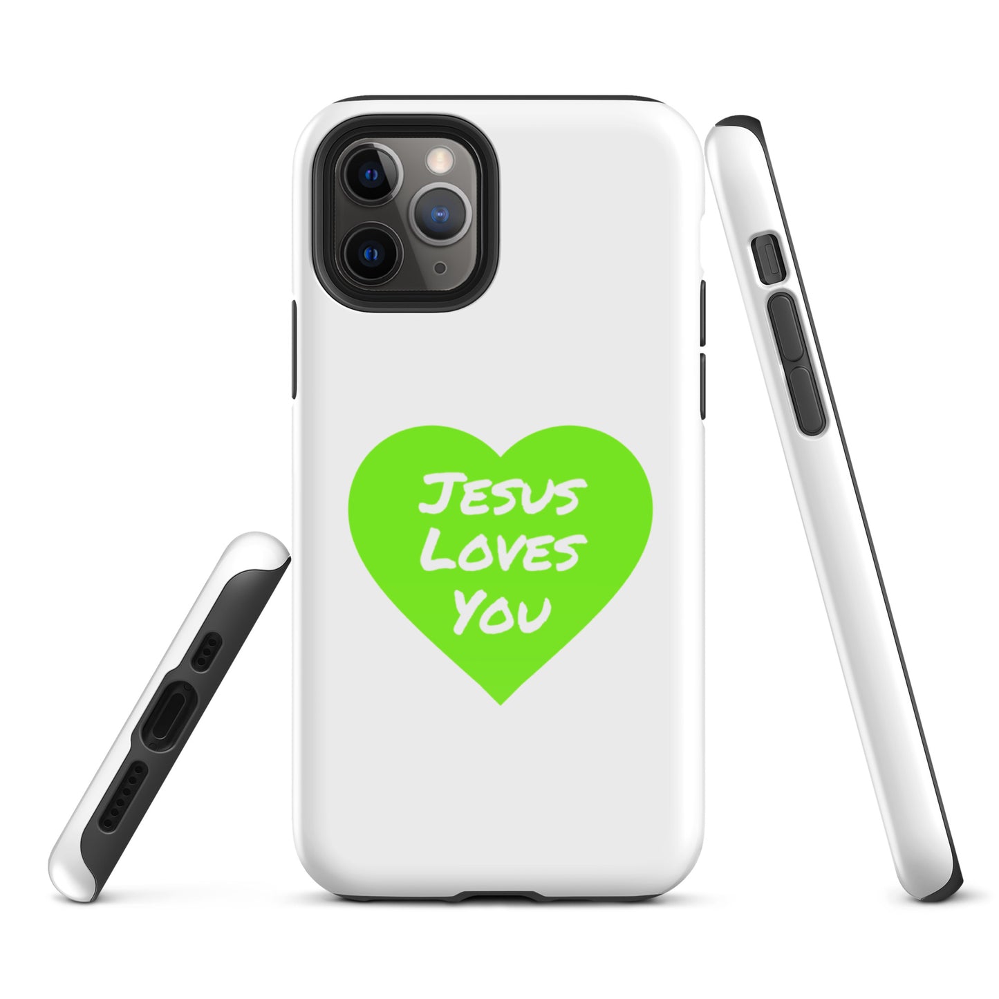 Jesus Loves You iPhone®11 -15 Case (Green Heart)