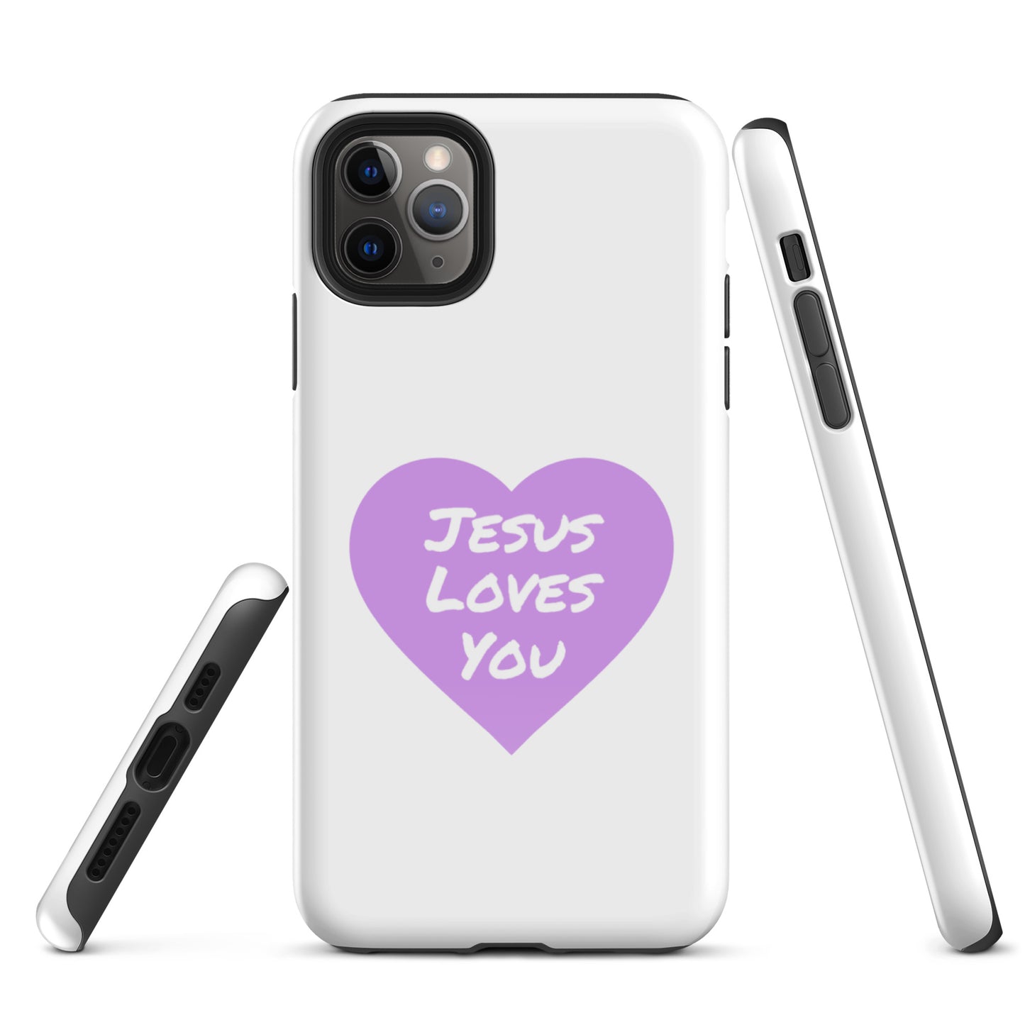 Jesus Loves You iPhone® 11 -15 Case (Purple Heart)