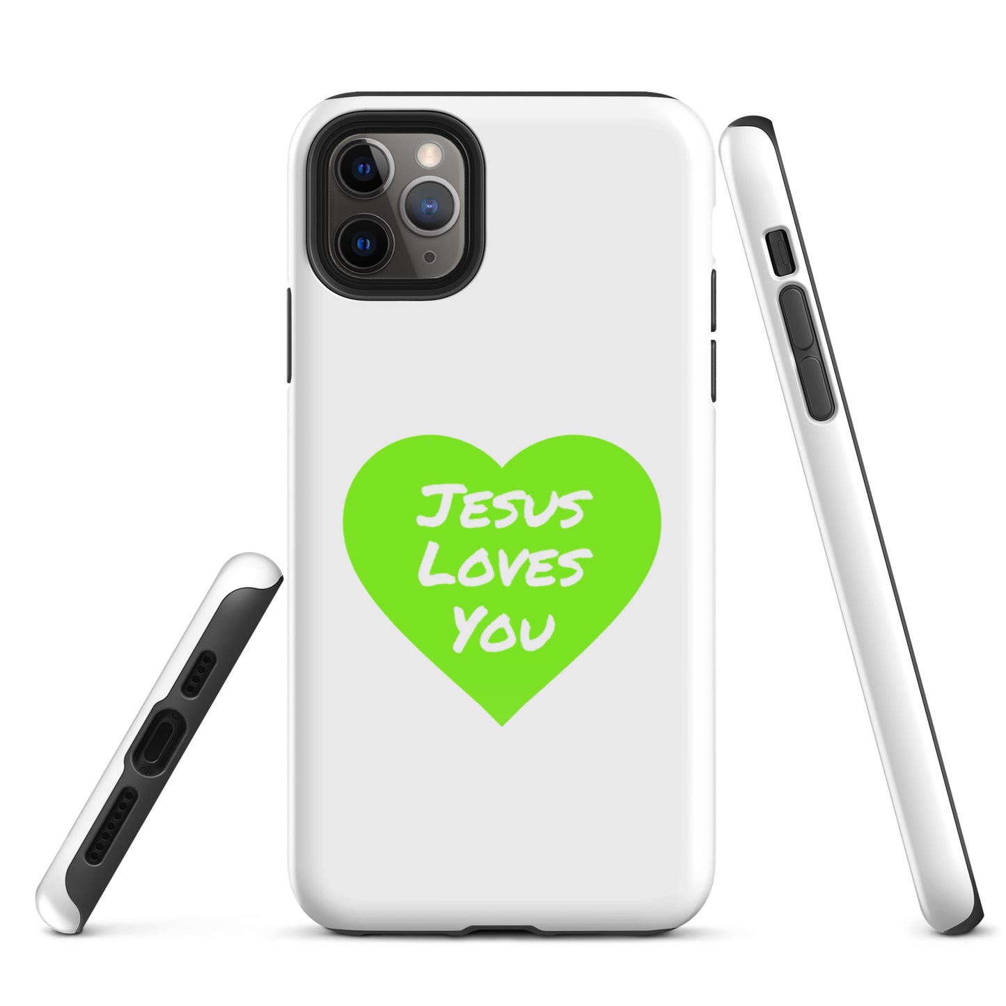 Jesus Loves You iPhone®11 -15 Case (Green Heart)