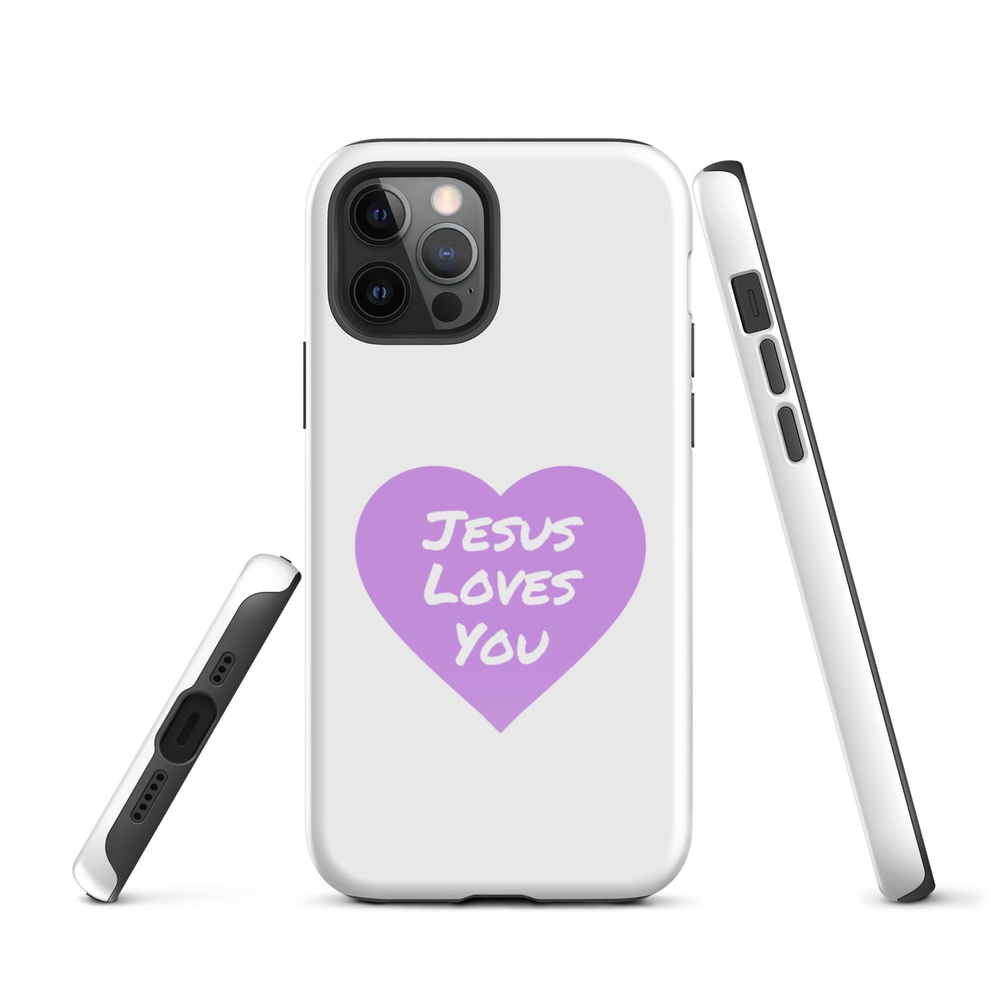 Jesus Loves You iPhone® 11 -15 Case (Purple Heart)