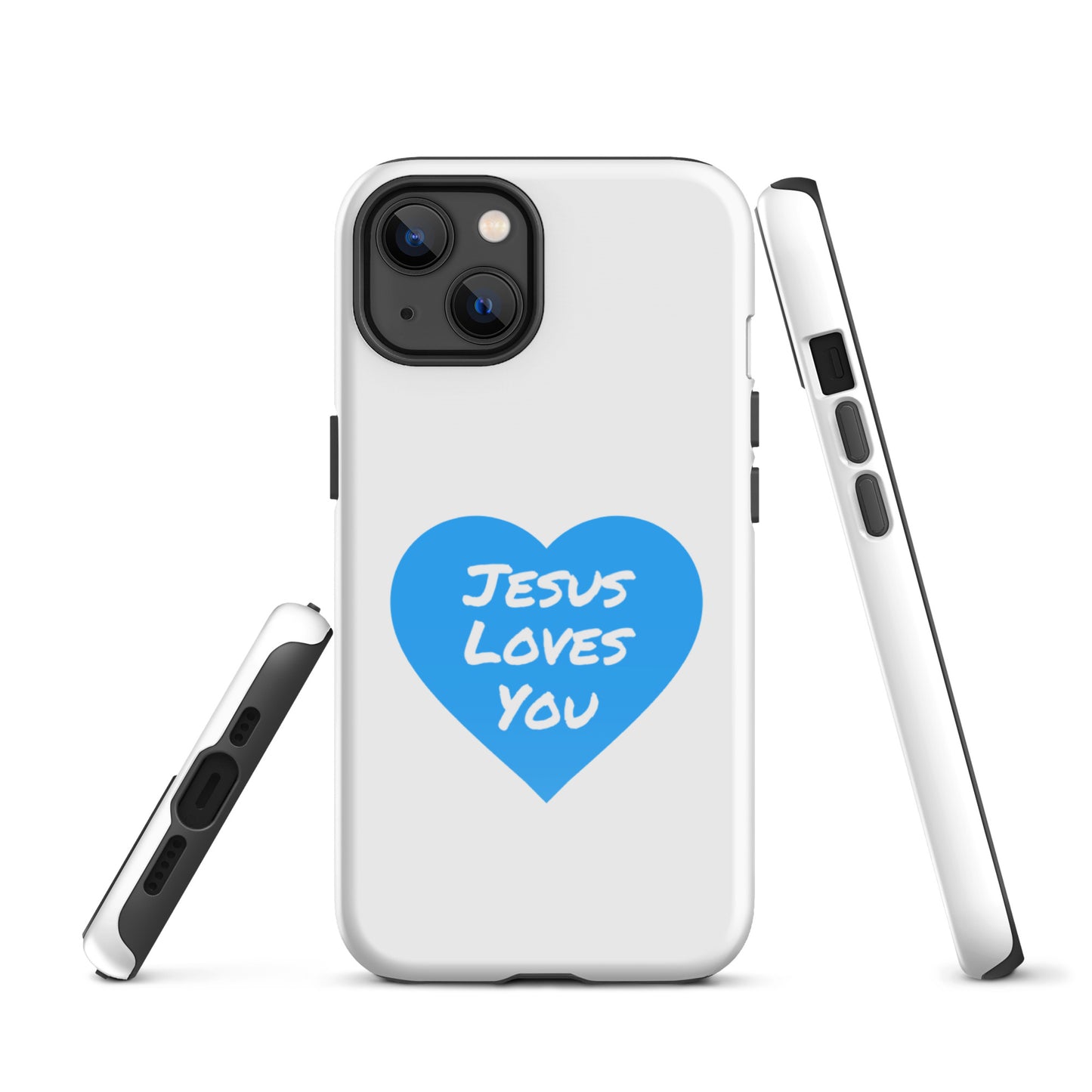 Jesus Loves You iPhone® 11 - 15 Case (Blue Heart)