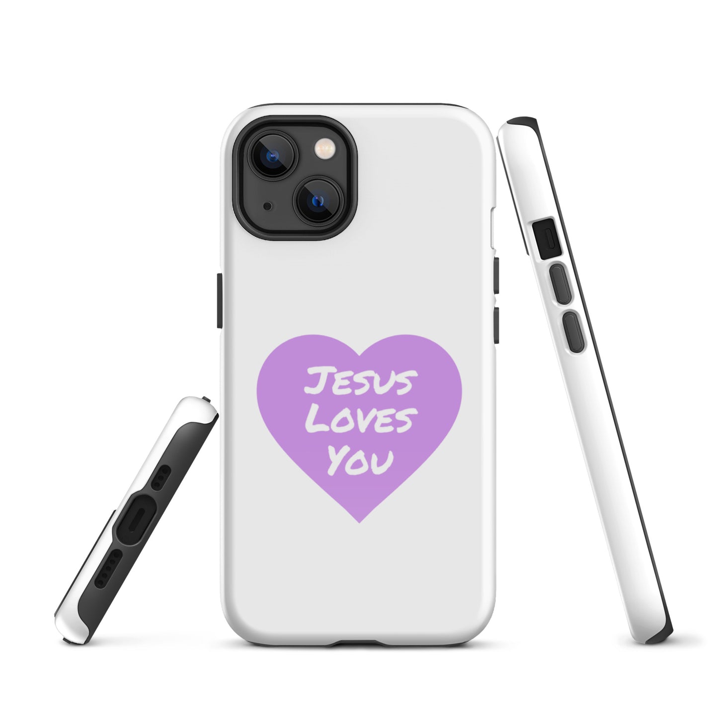 Jesus Loves You iPhone® 11 -15 Case (Purple Heart)