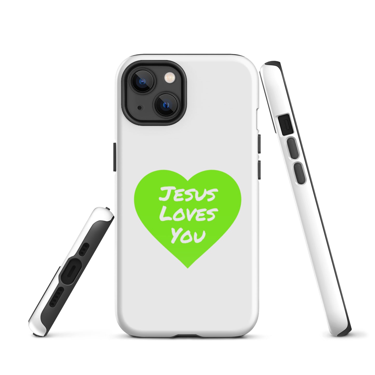 Jesus Loves You iPhone®11 -15 Case (Green Heart)