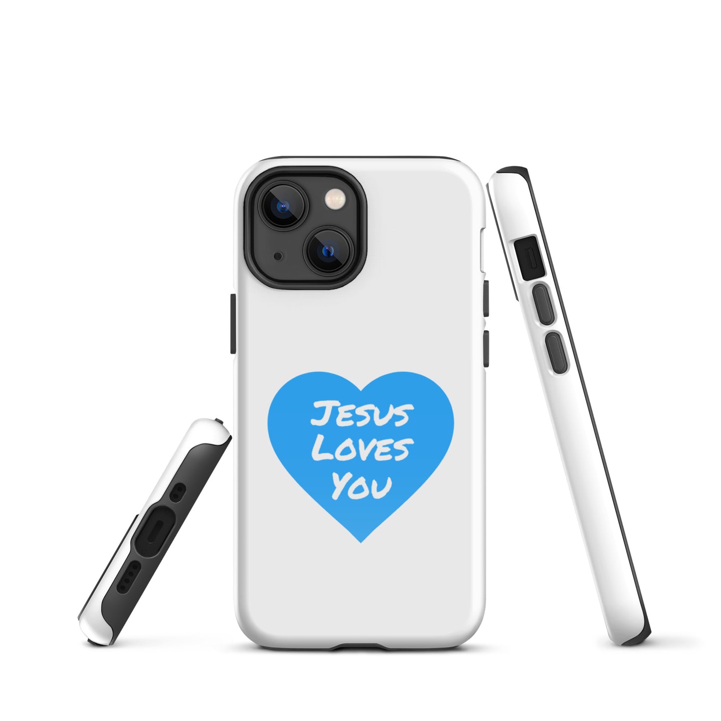 Jesus Loves You iPhone® 11 - 15 Case (Blue Heart)