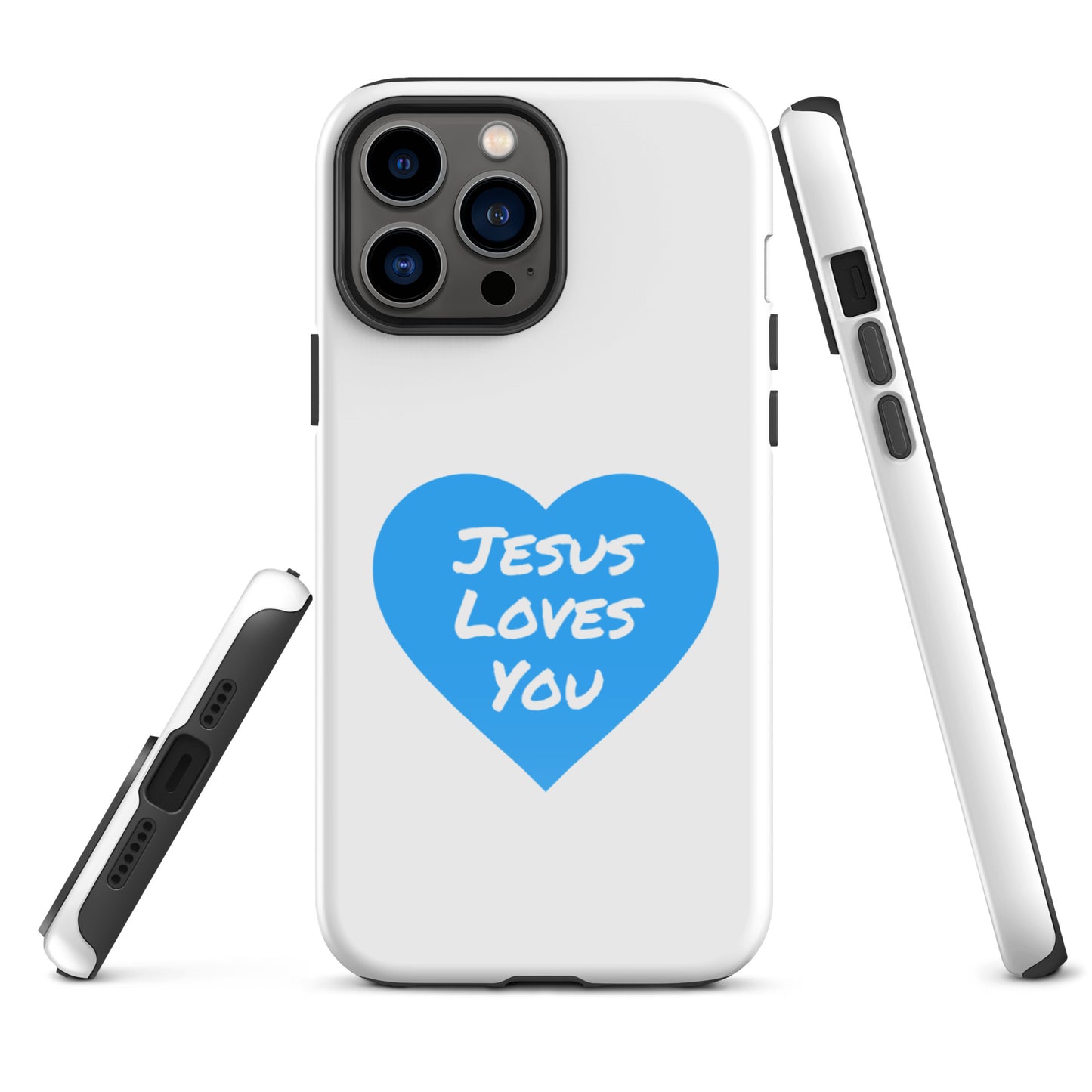 Jesus Loves You iPhone® 11 - 15 Case (Blue Heart)